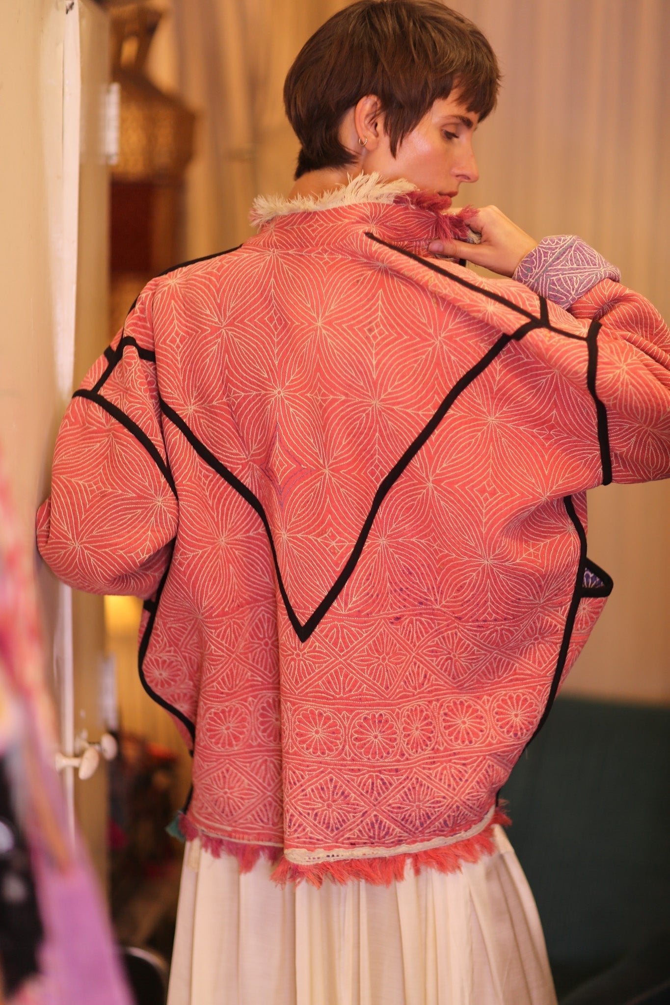 LIGHT RED KANTHA BOMBER JACKET DIRUN - MOMO STUDIO BERLIN - Berlin Concept Store - sustainable & ethical fashion