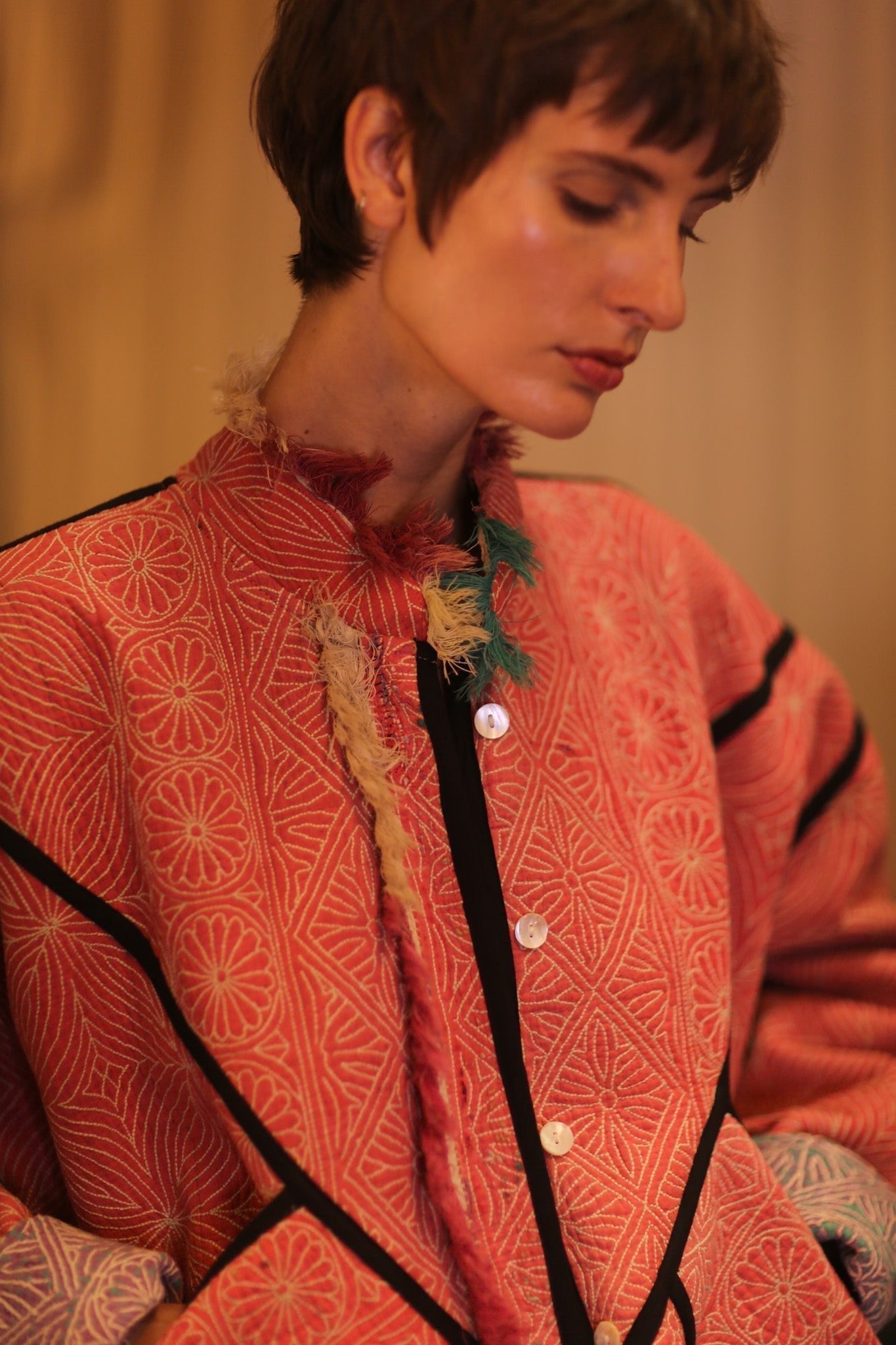 LIGHT RED KANTHA BOMBER JACKET DIRUN - MOMO STUDIO BERLIN - Berlin Concept Store - sustainable & ethical fashion