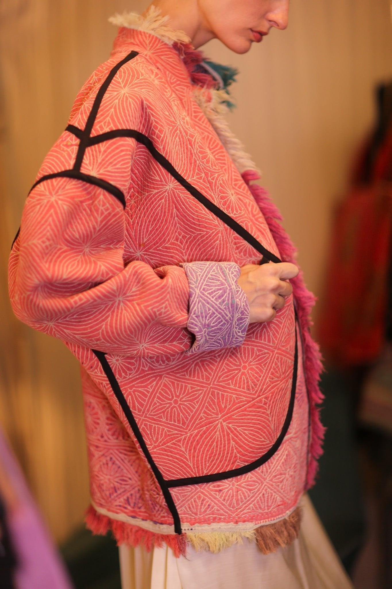 LIGHT RED KANTHA BOMBER JACKET DIRUN - MOMO STUDIO BERLIN - Berlin Concept Store - sustainable & ethical fashion
