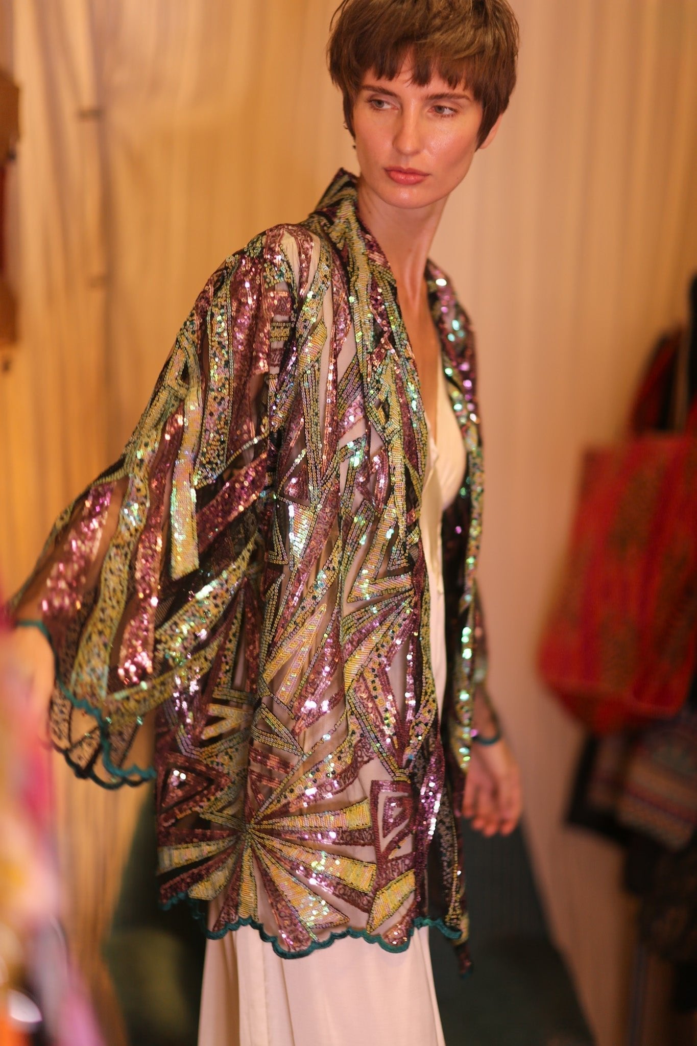 LIGHTNING SEQUIN SHORT KIMONO ILLUME - MOMO STUDIO BERLIN - Berlin Concept Store - sustainable & ethical fashion