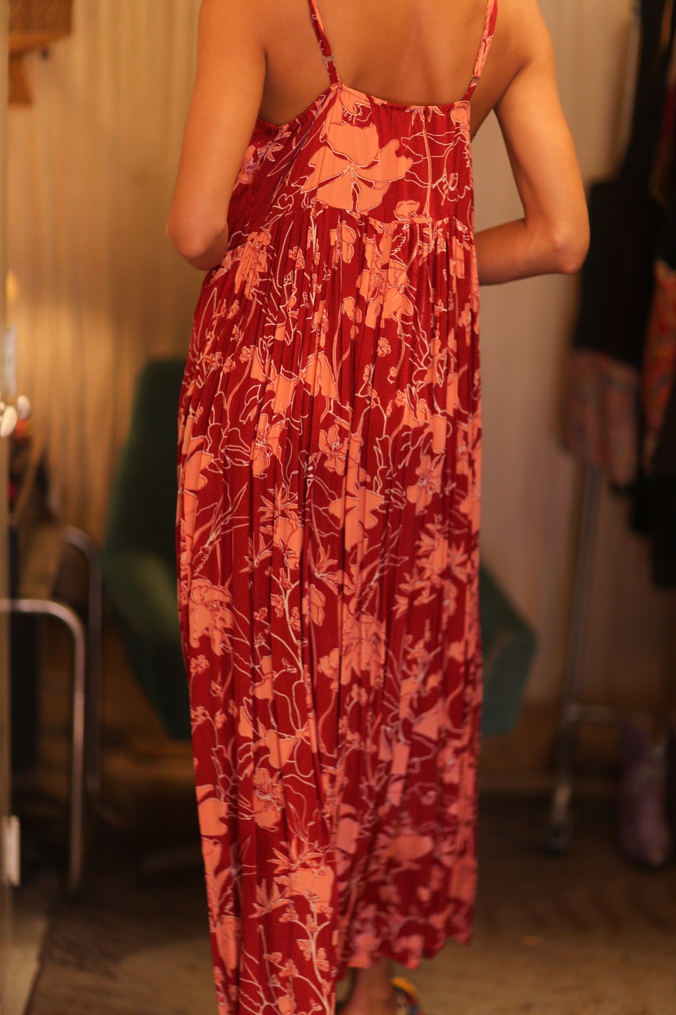 LILI SILK DRESS PEACOCK FLOWER - BANGKOK TAILOR CLOTHING STORE - HANDMADE CLOTHING