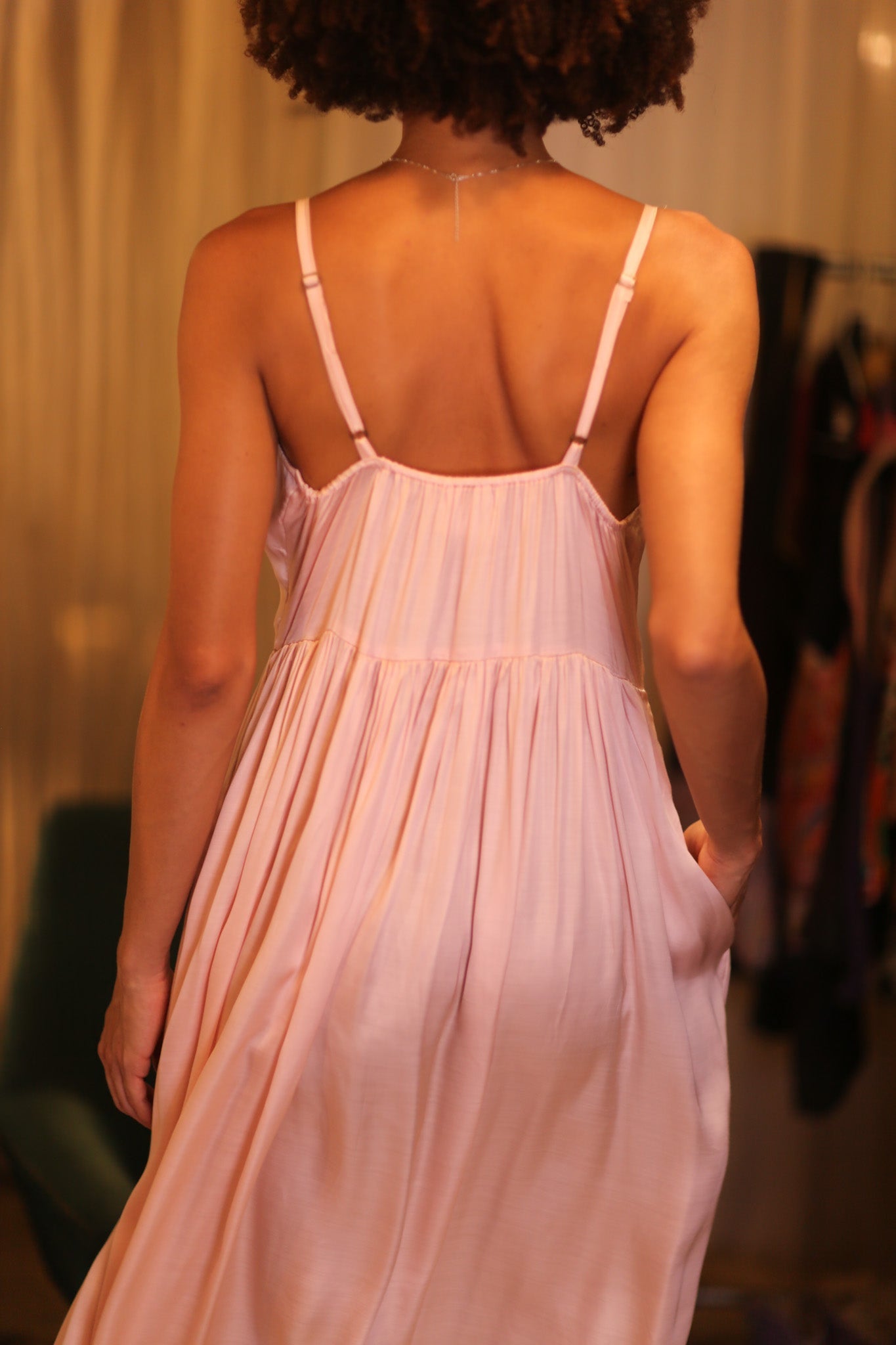 LILI SILK DRESS PINKY - BANGKOK TAILOR CLOTHING STORE - HANDMADE CLOTHING