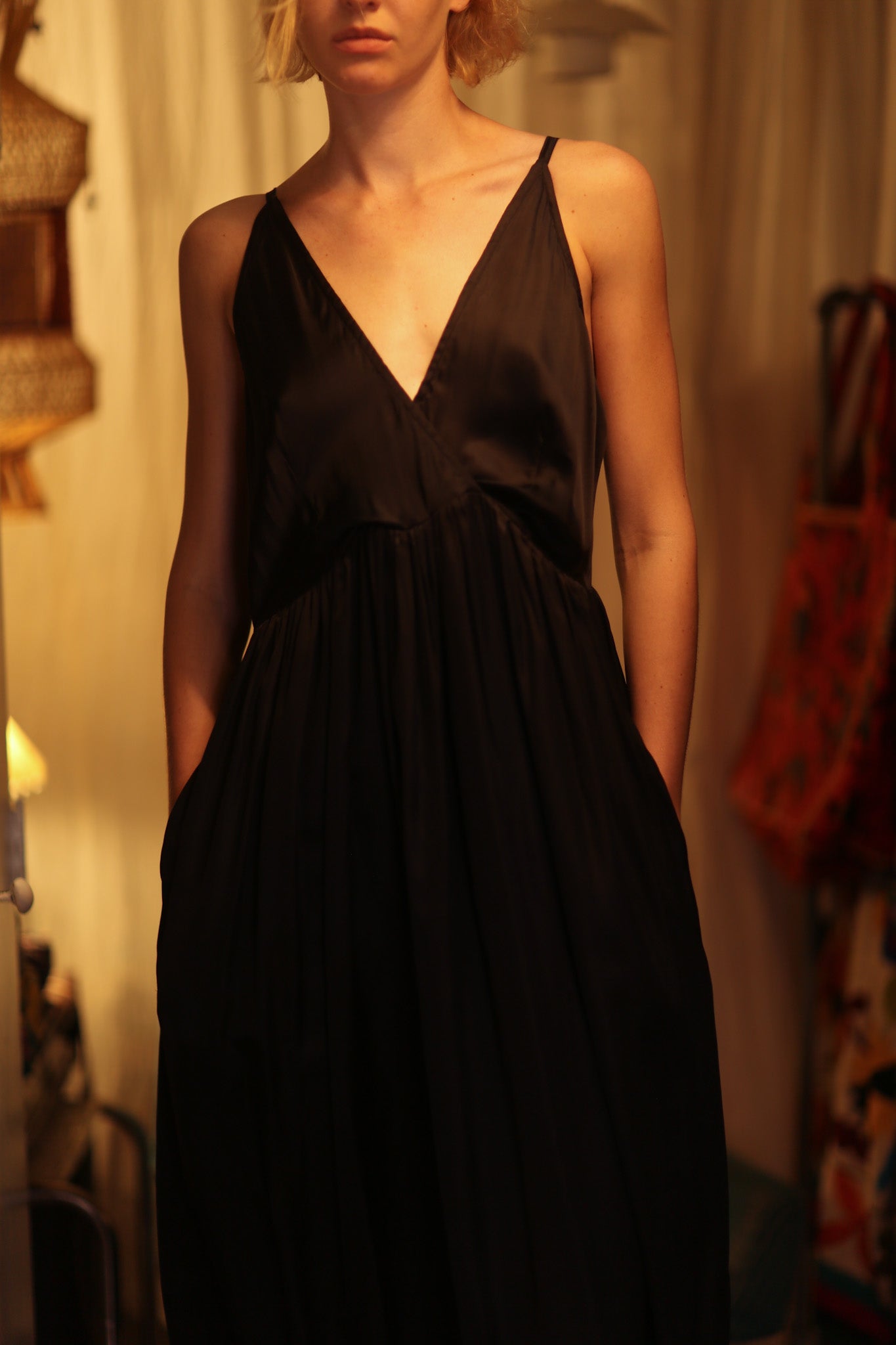 LILY SILK DRESS PITCH BLACK - MOMO STUDIO BERLIN - Berlin Concept Store - sustainable & ethical fashion