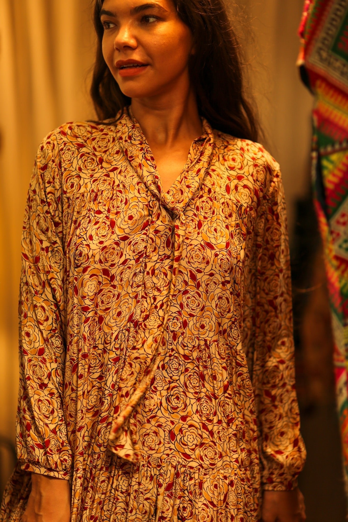 LOA SILK BUTTONED DRESS FLORAL RED - MOMO STUDIO BERLIN - Berlin Concept Store - sustainable & ethical fashion
