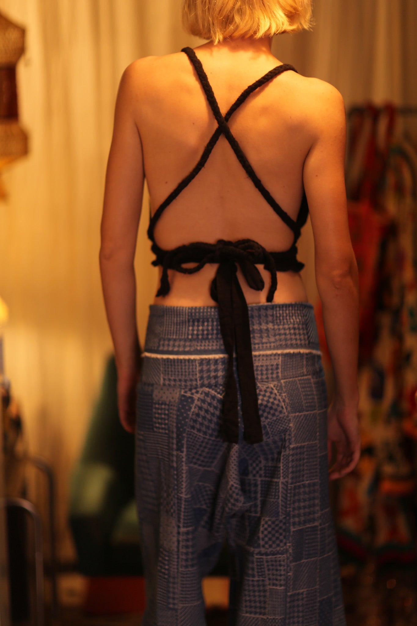 LUKE DENIM SQUARES FISHERMAN TROUSERS - MOMO STUDIO BERLIN - Berlin Concept Store - sustainable & ethical fashion