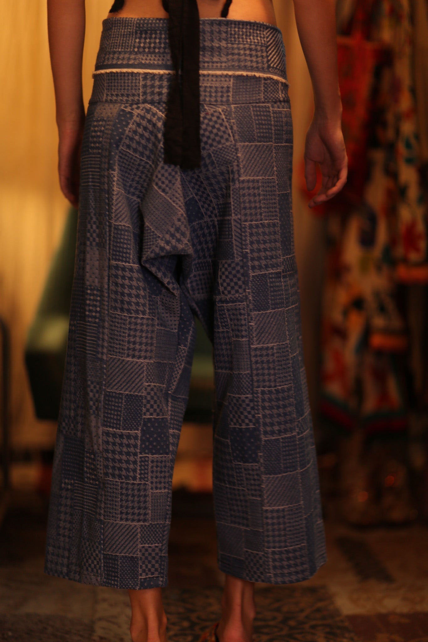 LUKE DENIM SQUARES FISHERMAN TROUSERS - MOMO STUDIO BERLIN - Berlin Concept Store - sustainable & ethical fashion
