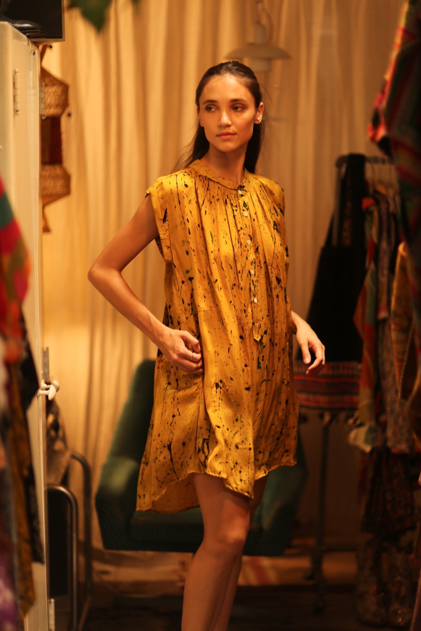 MARY SILK DRESS YELLOW POLLOCK - MOMO STUDIO BERLIN - Berlin Concept Store - sustainable & ethical fashion