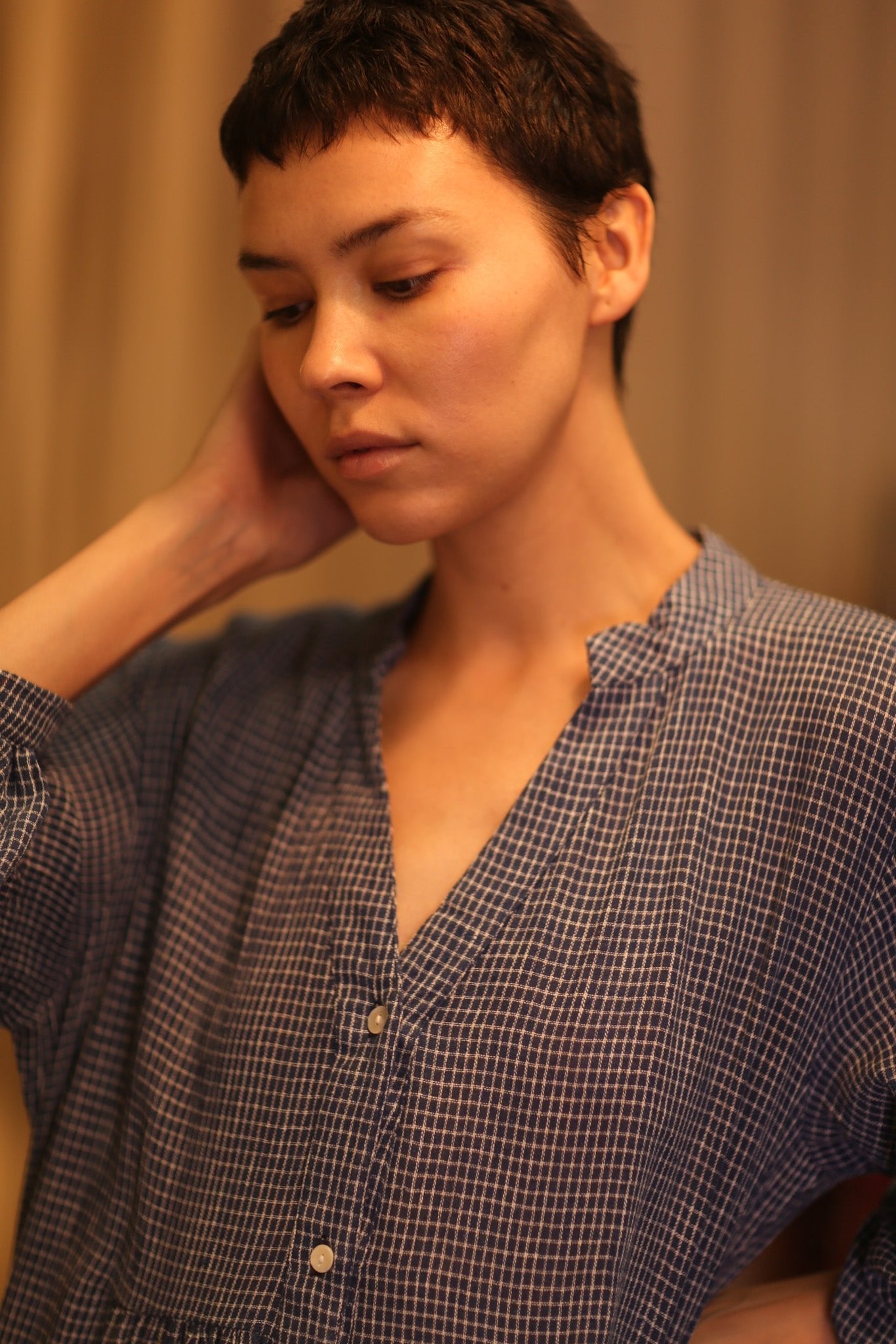 MAXI COTTON V - NECK LONG SLEEVES DRESS SUSIE EMMA - MOMO STUDIO BERLIN - Berlin Concept Store - sustainable & ethical fashion