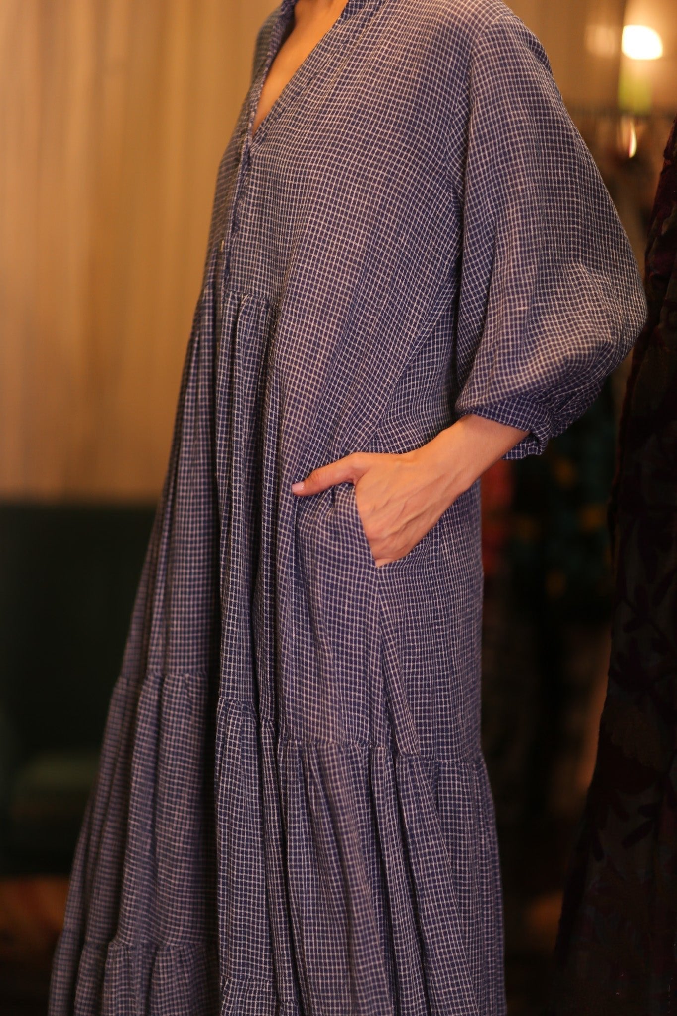 MAXI COTTON V - NECK LONG SLEEVES DRESS SUSIE EMMA - MOMO STUDIO BERLIN - Berlin Concept Store - sustainable & ethical fashion