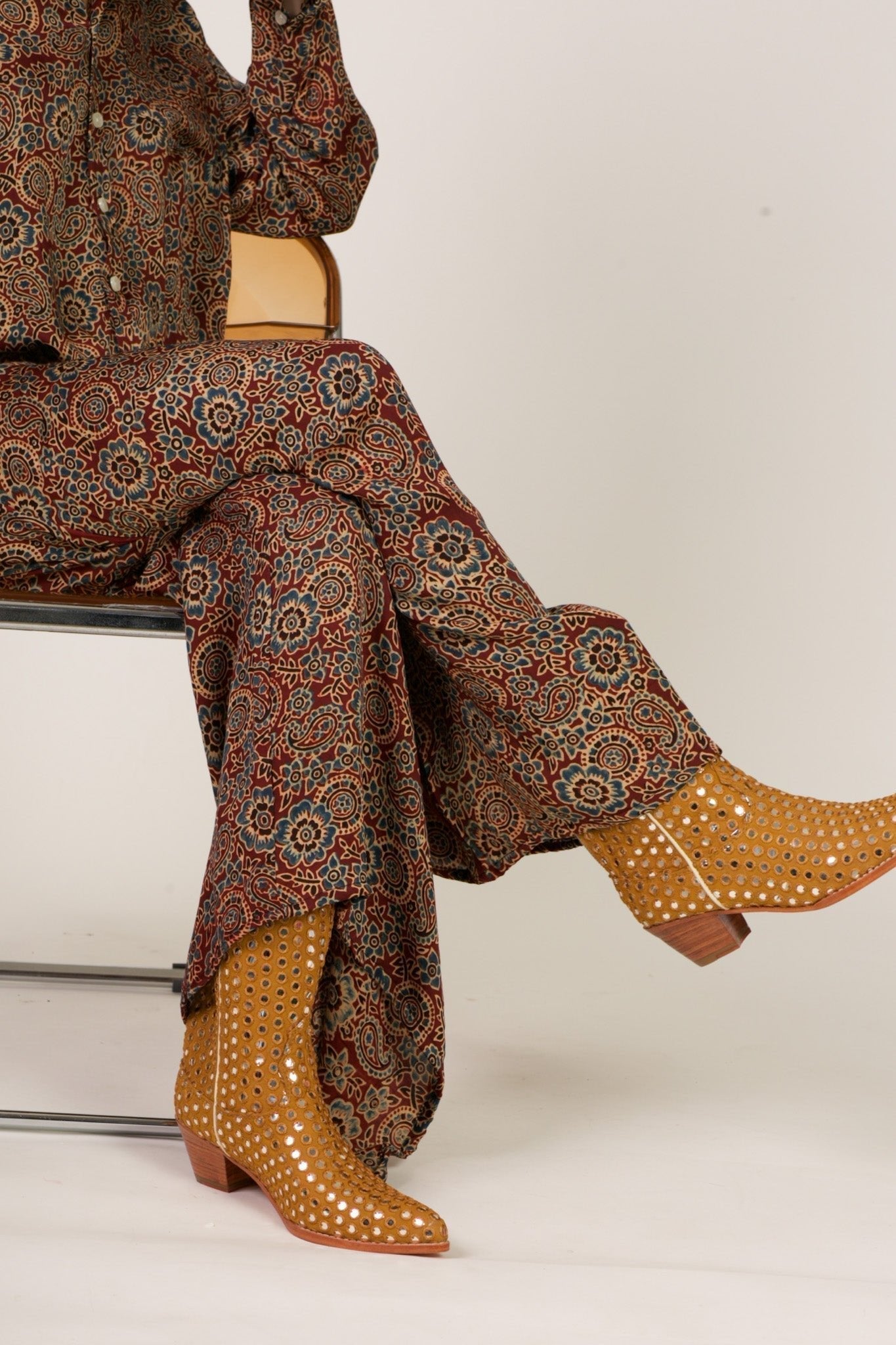 MUSTARD EMBELLISHED SILK BOOTS SANDY - MOMO STUDIO BERLIN - Berlin Concept Store - sustainable & ethical fashion