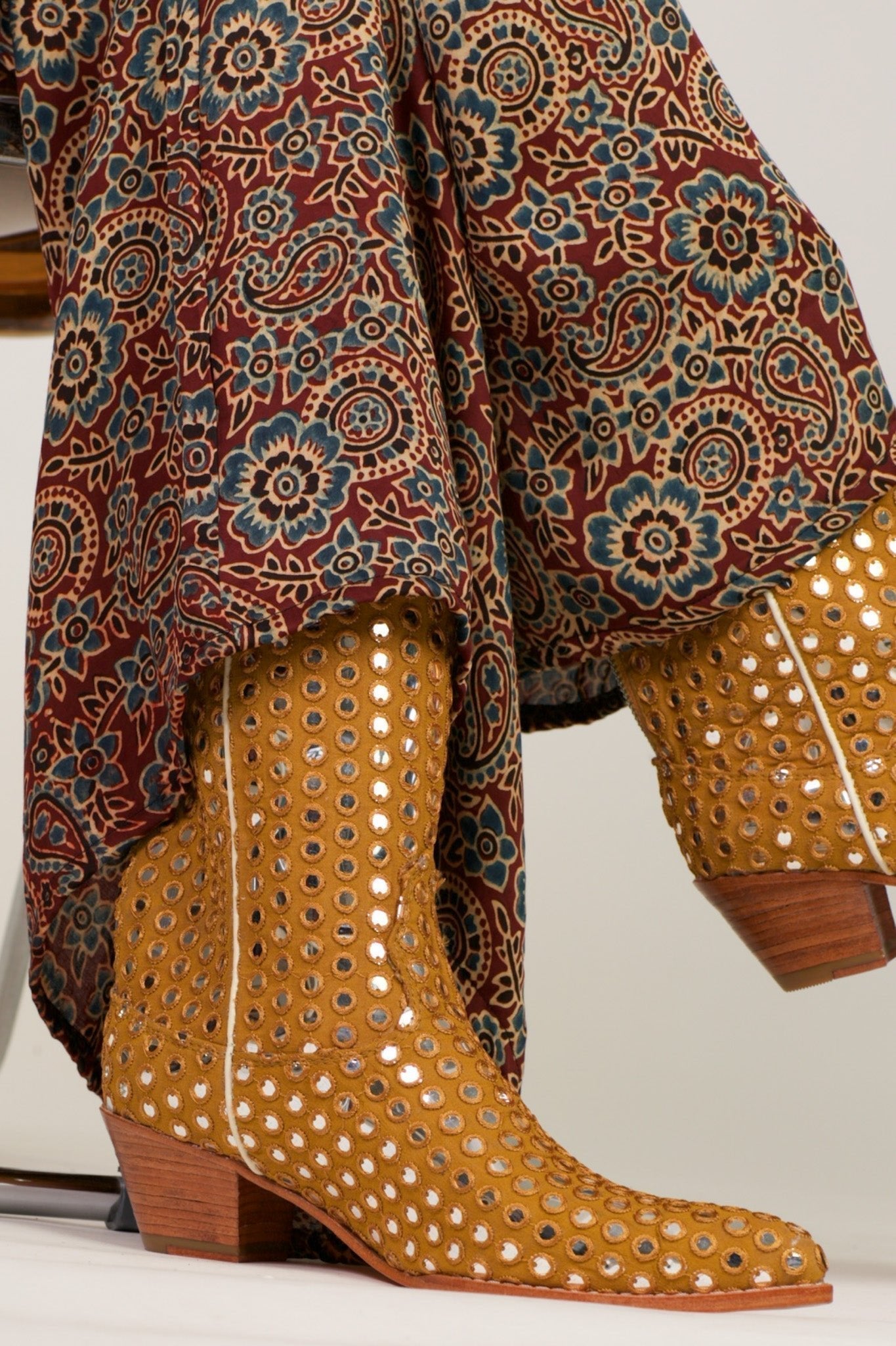 MUSTARD EMBELLISHED SILK BOOTS SANDY - MOMO STUDIO BERLIN - Berlin Concept Store - sustainable & ethical fashion