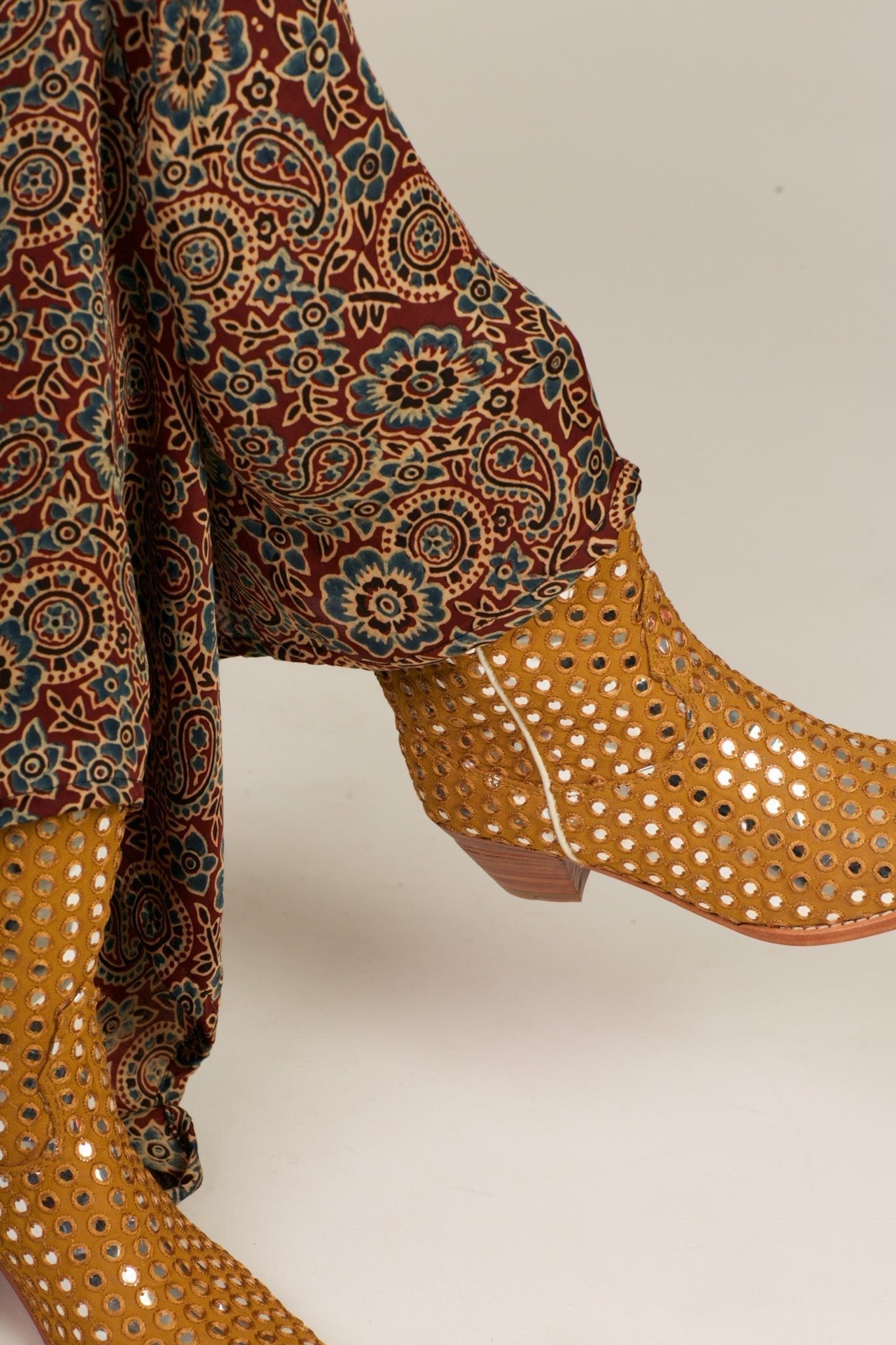 MUSTARD EMBELLISHED SILK BOOTS SANDY - MOMO STUDIO BERLIN - Berlin Concept Store - sustainable & ethical fashion