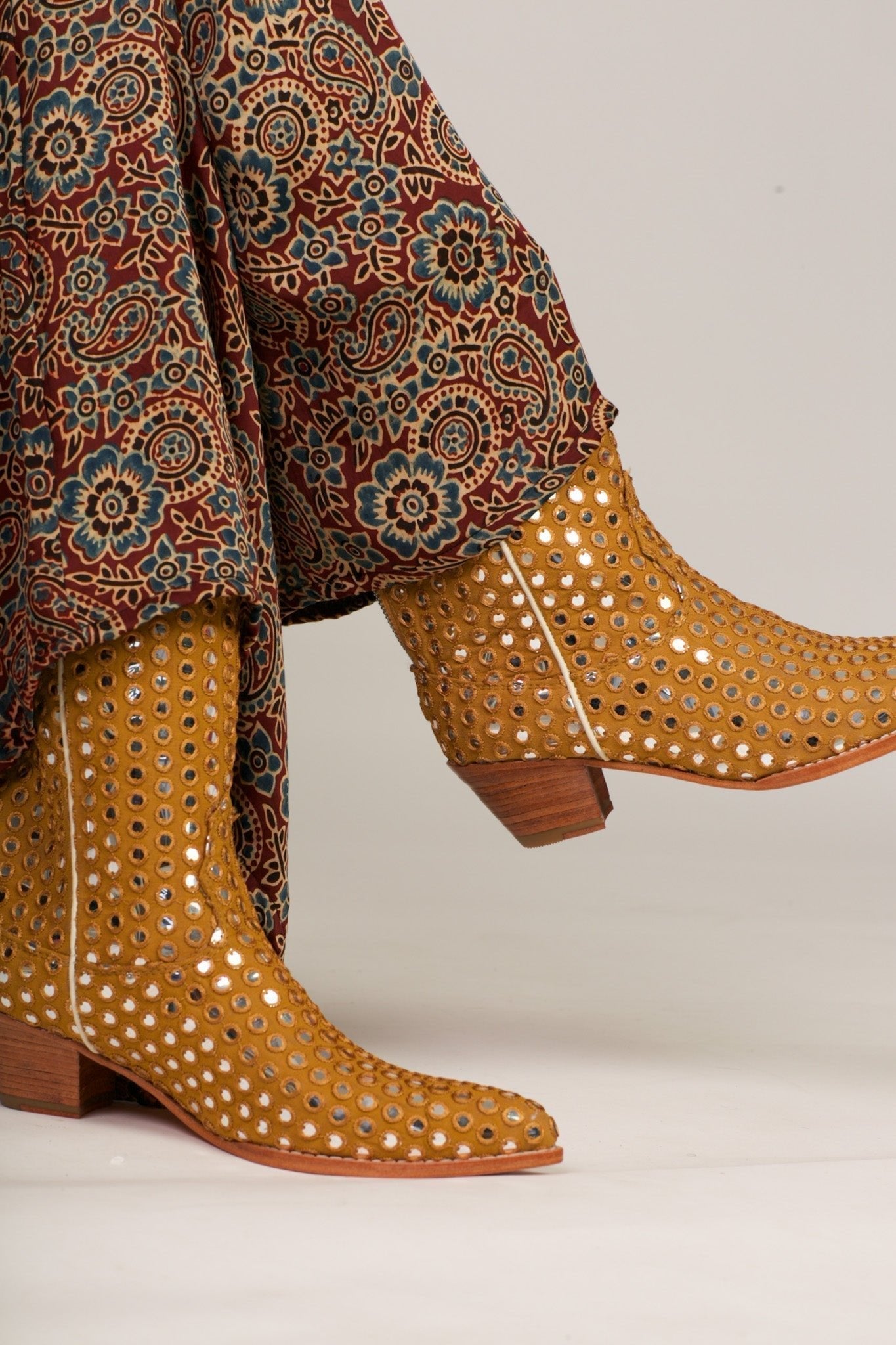 MUSTARD EMBELLISHED SILK BOOTS SANDY - MOMO STUDIO BERLIN - Berlin Concept Store - sustainable & ethical fashion