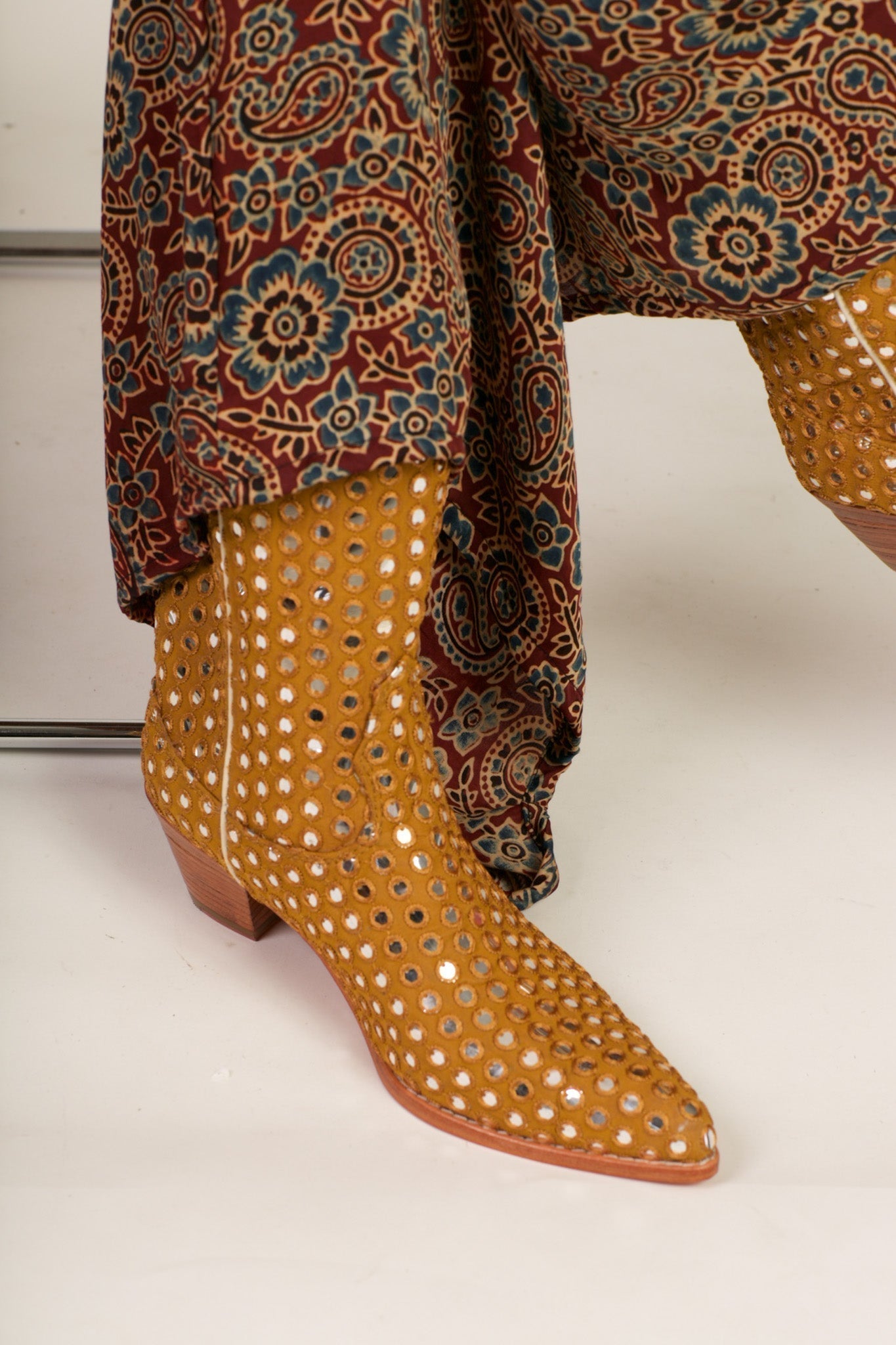 MUSTARD EMBELLISHED SILK BOOTS SANDY - MOMO STUDIO BERLIN - Berlin Concept Store - sustainable & ethical fashion