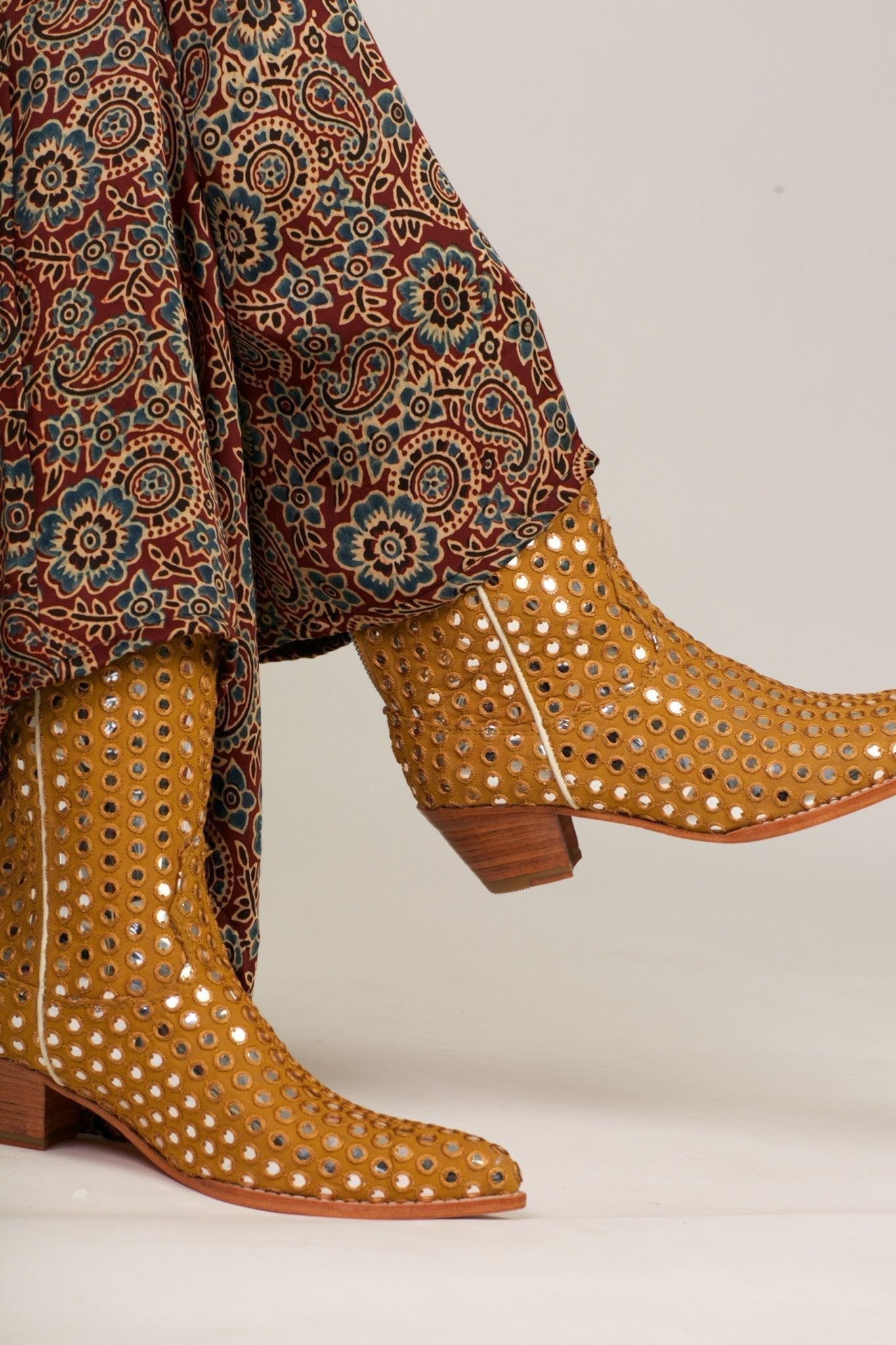 MUSTARD EMBELLISHED SILK BOOTS SANDY - MOMO STUDIO BERLIN - Berlin Concept Store - sustainable & ethical fashion