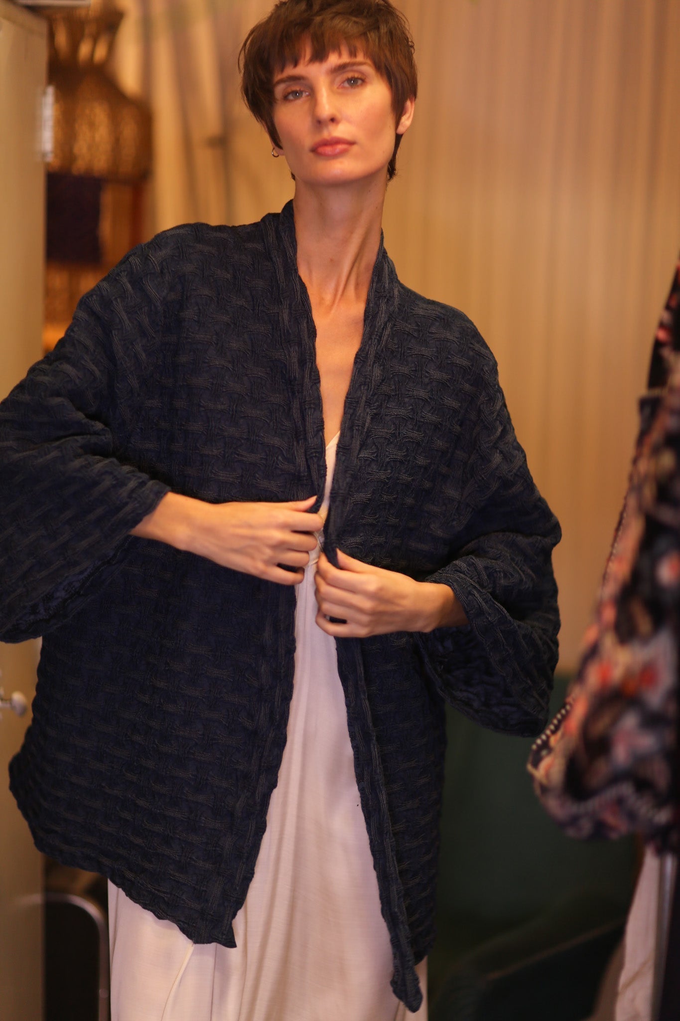 NAVY BLUE JAPANESE PREMIUM DENIM SHORT KIMONO HTAYAN - MOMO STUDIO BERLIN - Berlin Concept Store - sustainable & ethical fashion