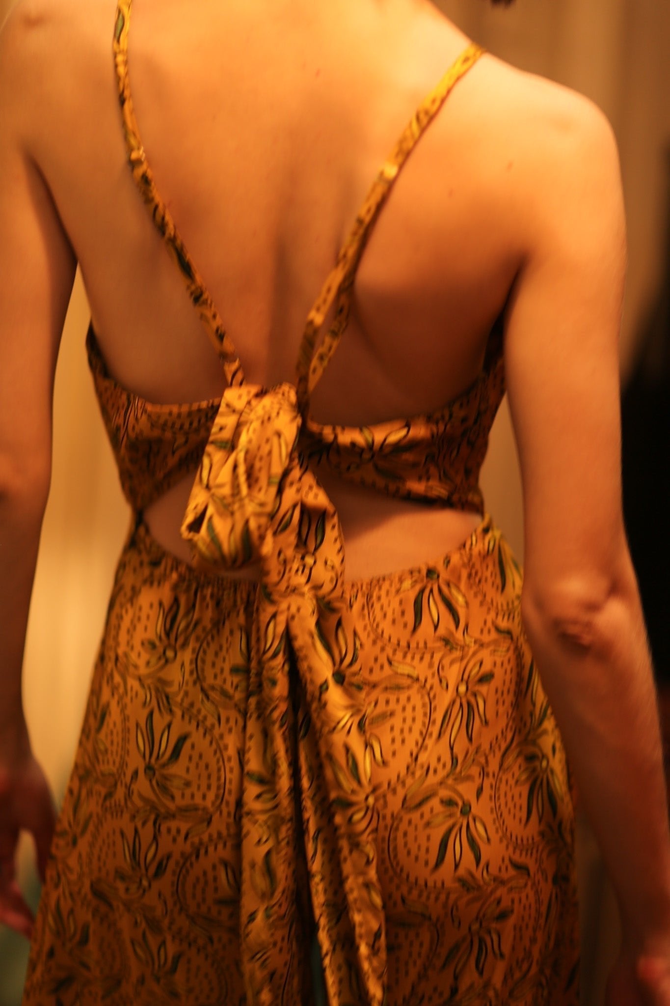 NEIS SILK PLAYSUIT YELLOW OLIVES - MOMO STUDIO BERLIN - Berlin Concept Store - sustainable & ethical fashion