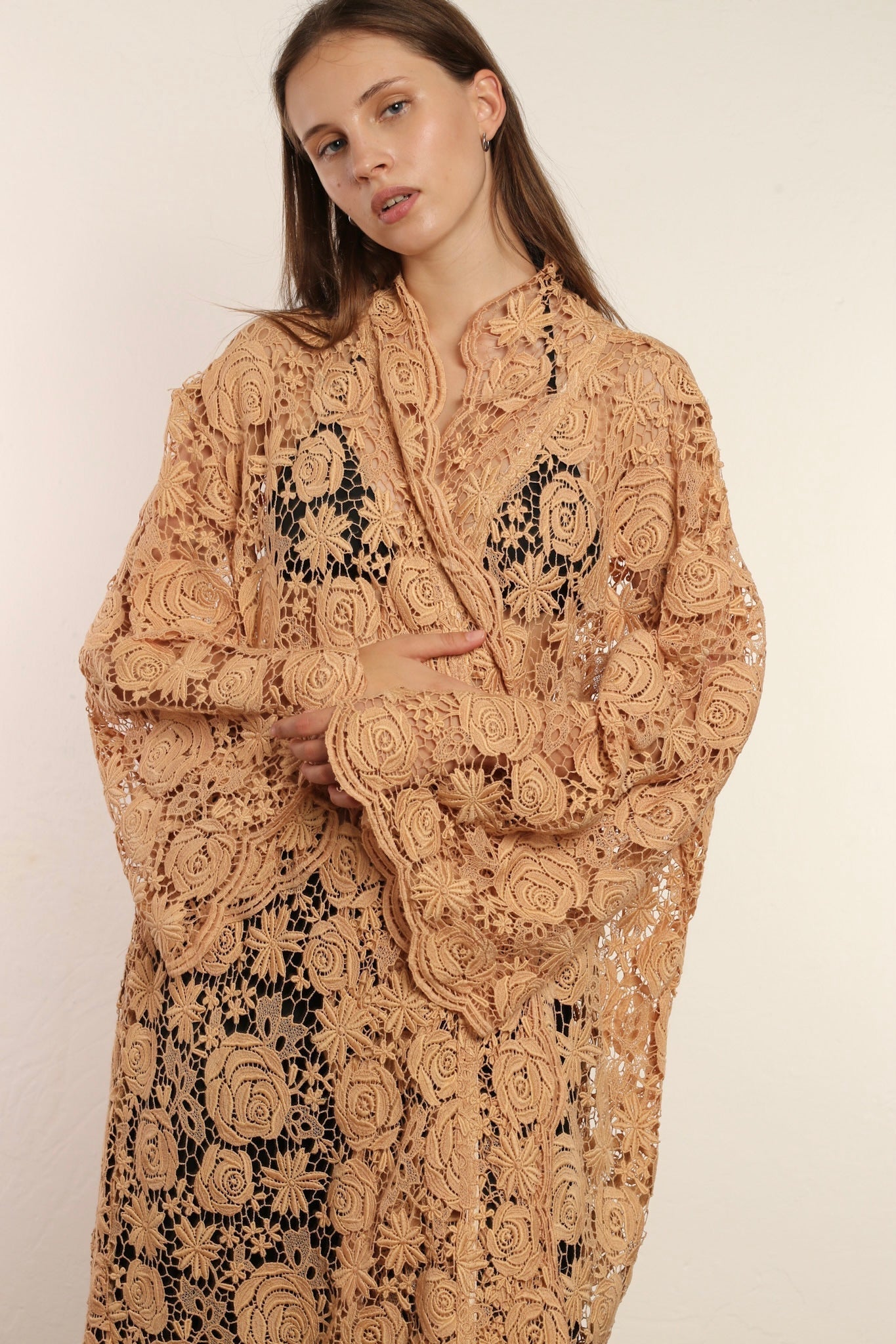 NUDE PINK COTTON LACE KIMONO INGE - MOMO STUDIO BERLIN - Berlin Concept Store - sustainable & ethical fashion