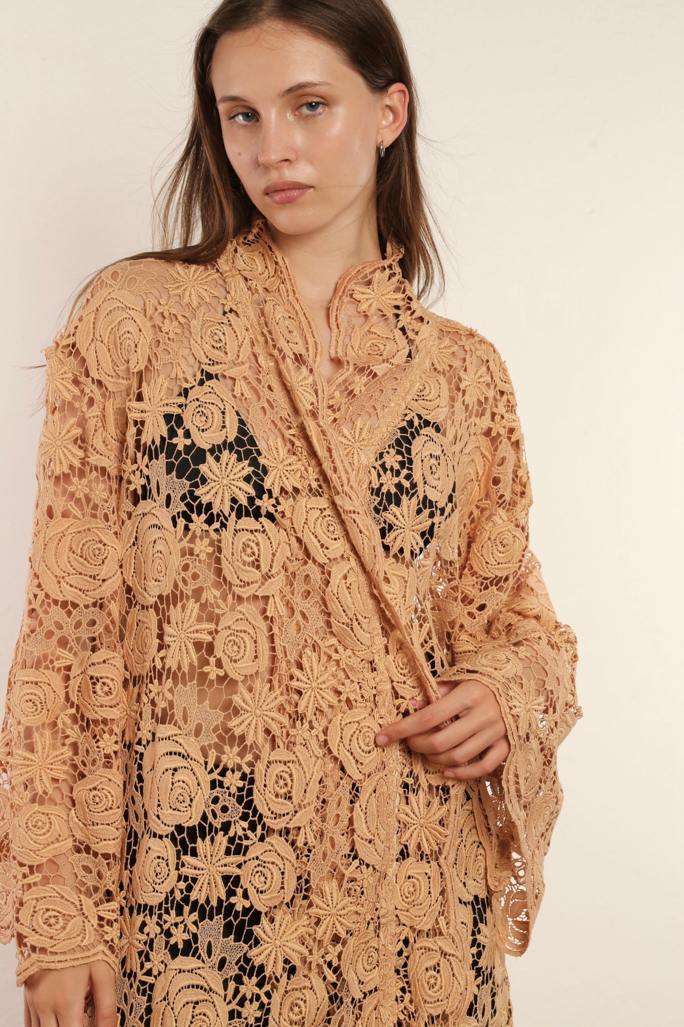 NUDE PINK COTTON LACE KIMONO INGE - MOMO STUDIO BERLIN - Berlin Concept Store - sustainable & ethical fashion