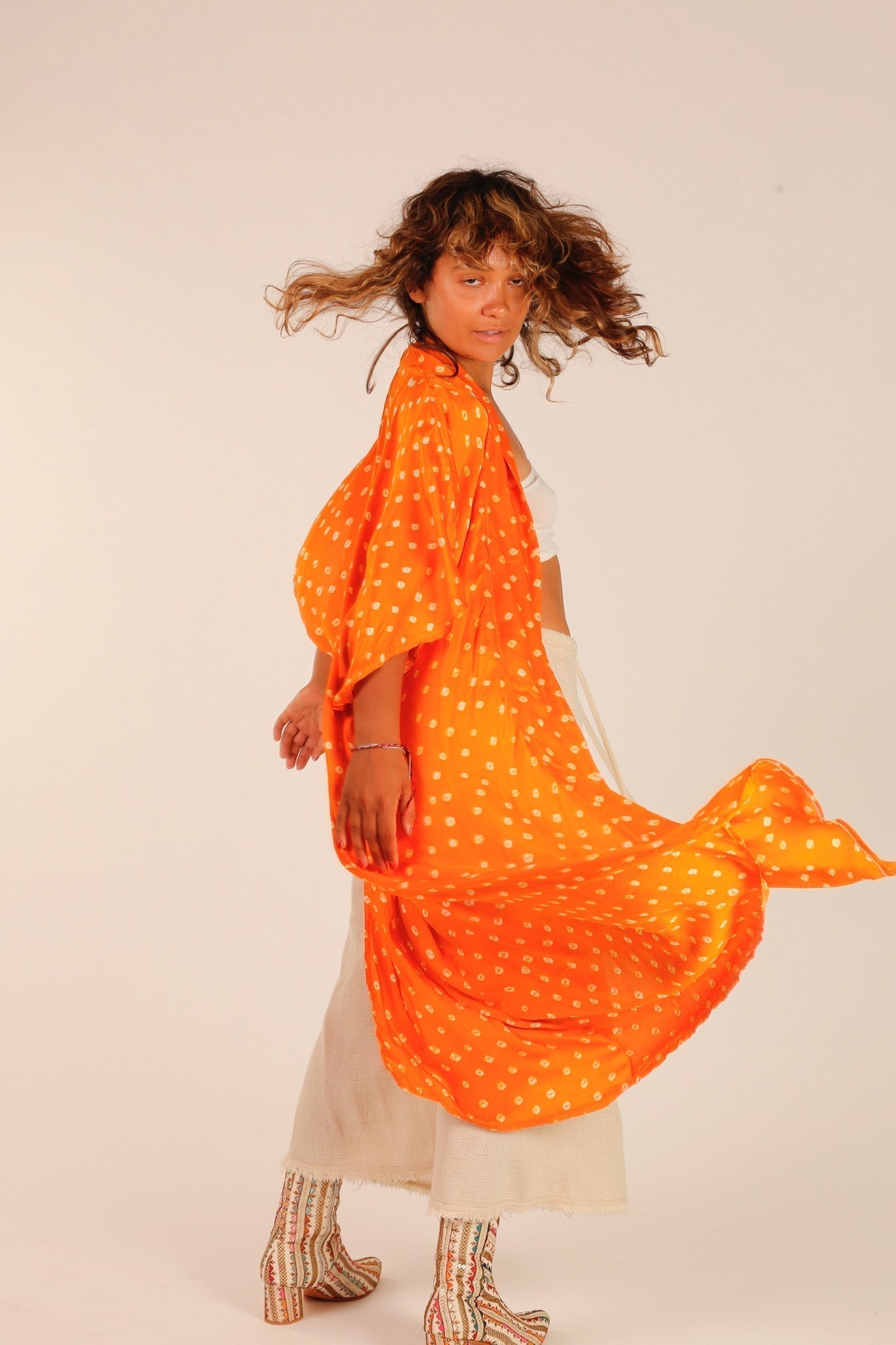 ORANGE POLKA DOT SILK KIMONO - MOMO STUDIO BERLIN - Berlin Concept Store - sustainable & ethical fashion