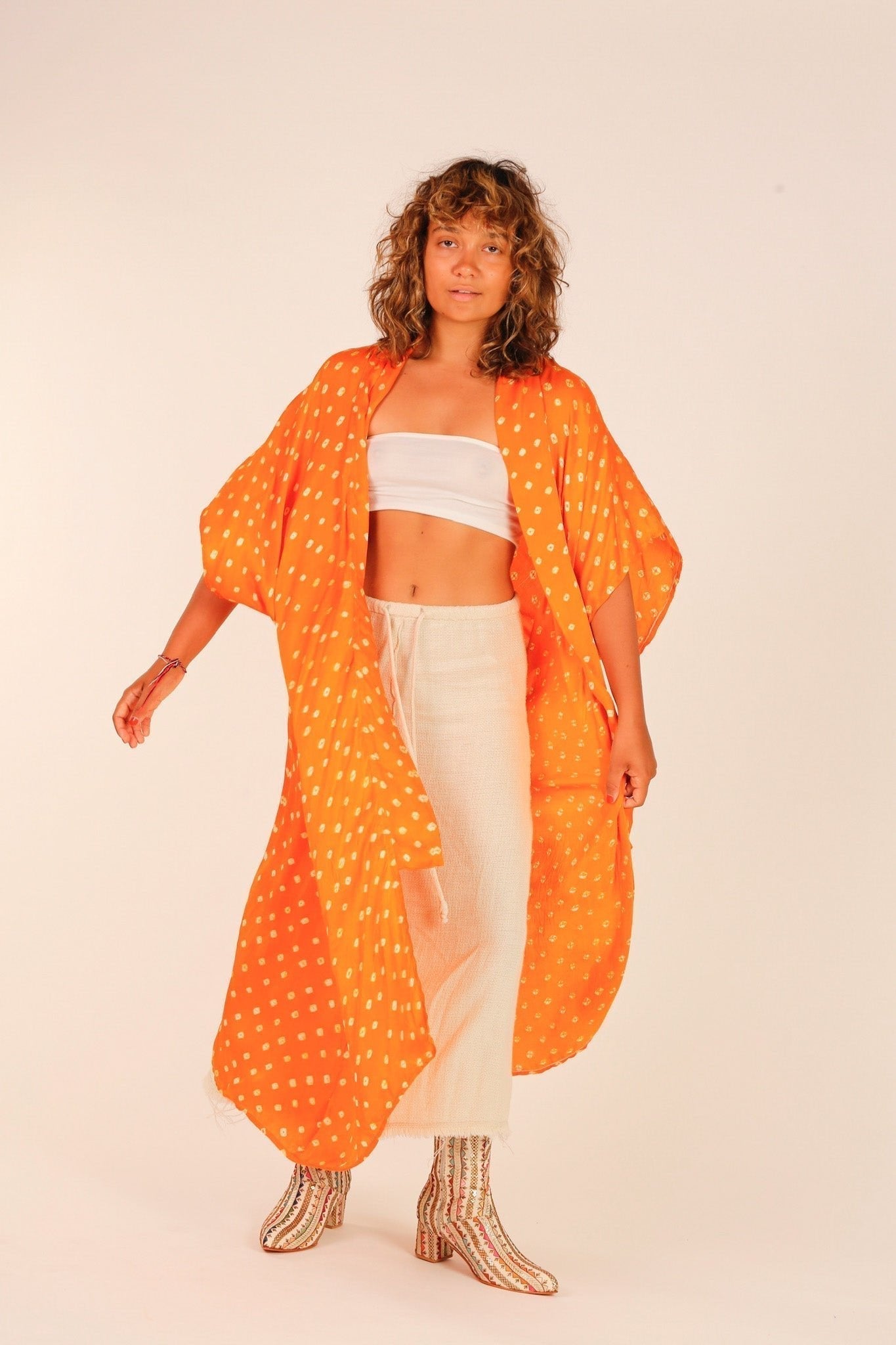 ORANGE POLKA DOT SILK KIMONO - MOMO STUDIO BERLIN - Berlin Concept Store - sustainable & ethical fashion