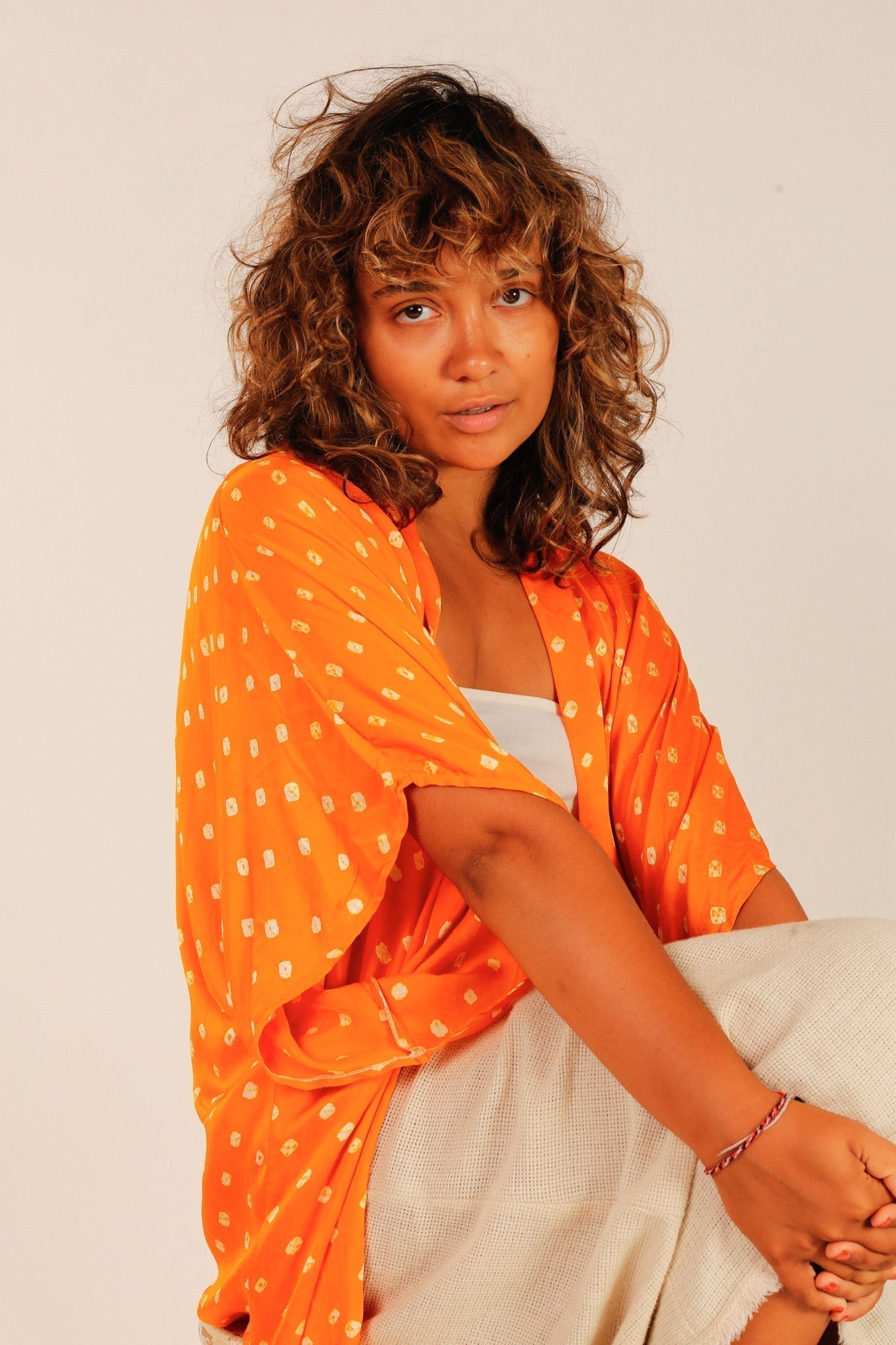 ORANGE POLKA DOT SILK KIMONO - MOMO STUDIO BERLIN - Berlin Concept Store - sustainable & ethical fashion