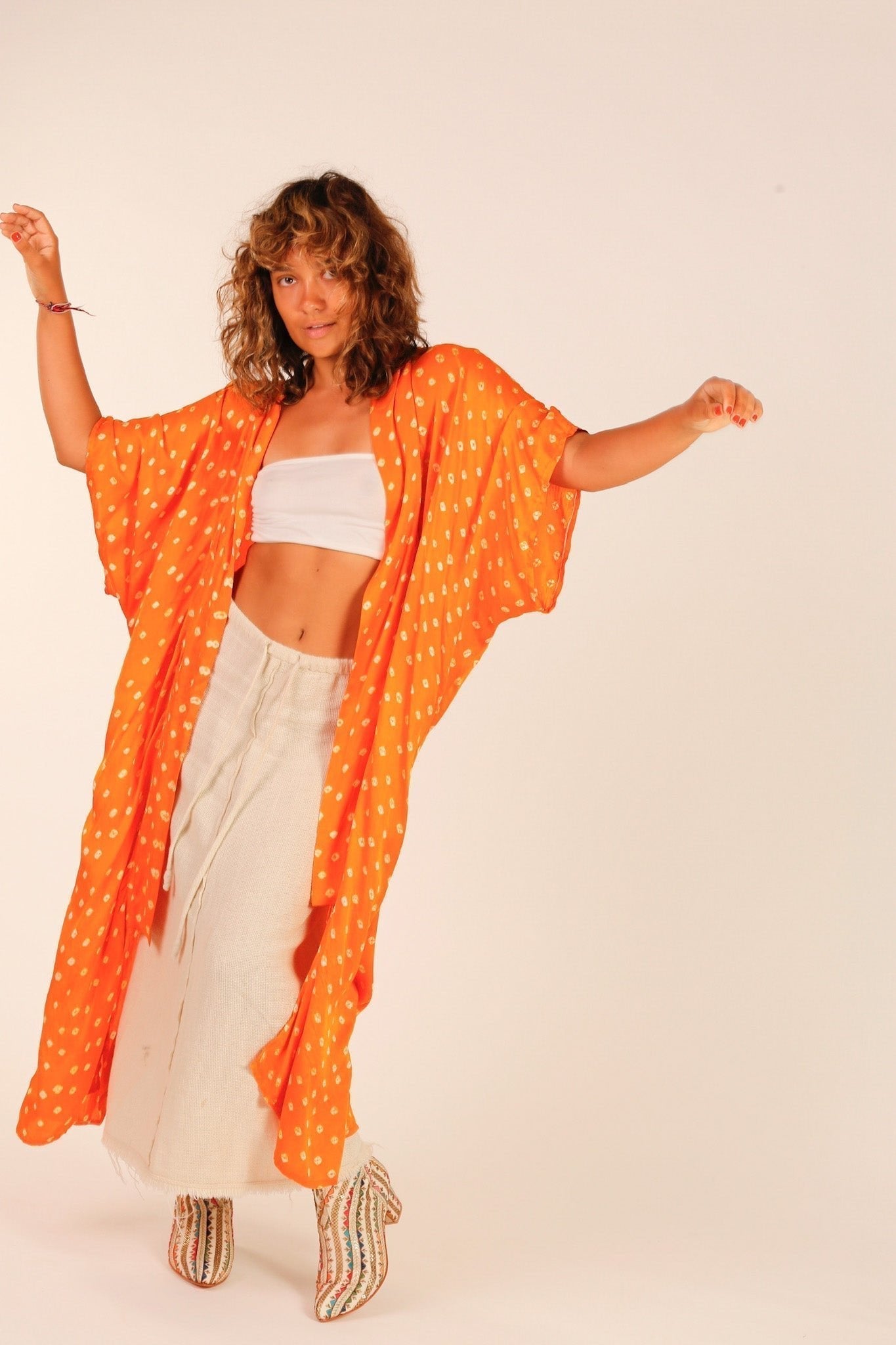 ORANGE POLKA DOT SILK KIMONO - MOMO STUDIO BERLIN - Berlin Concept Store - sustainable & ethical fashion