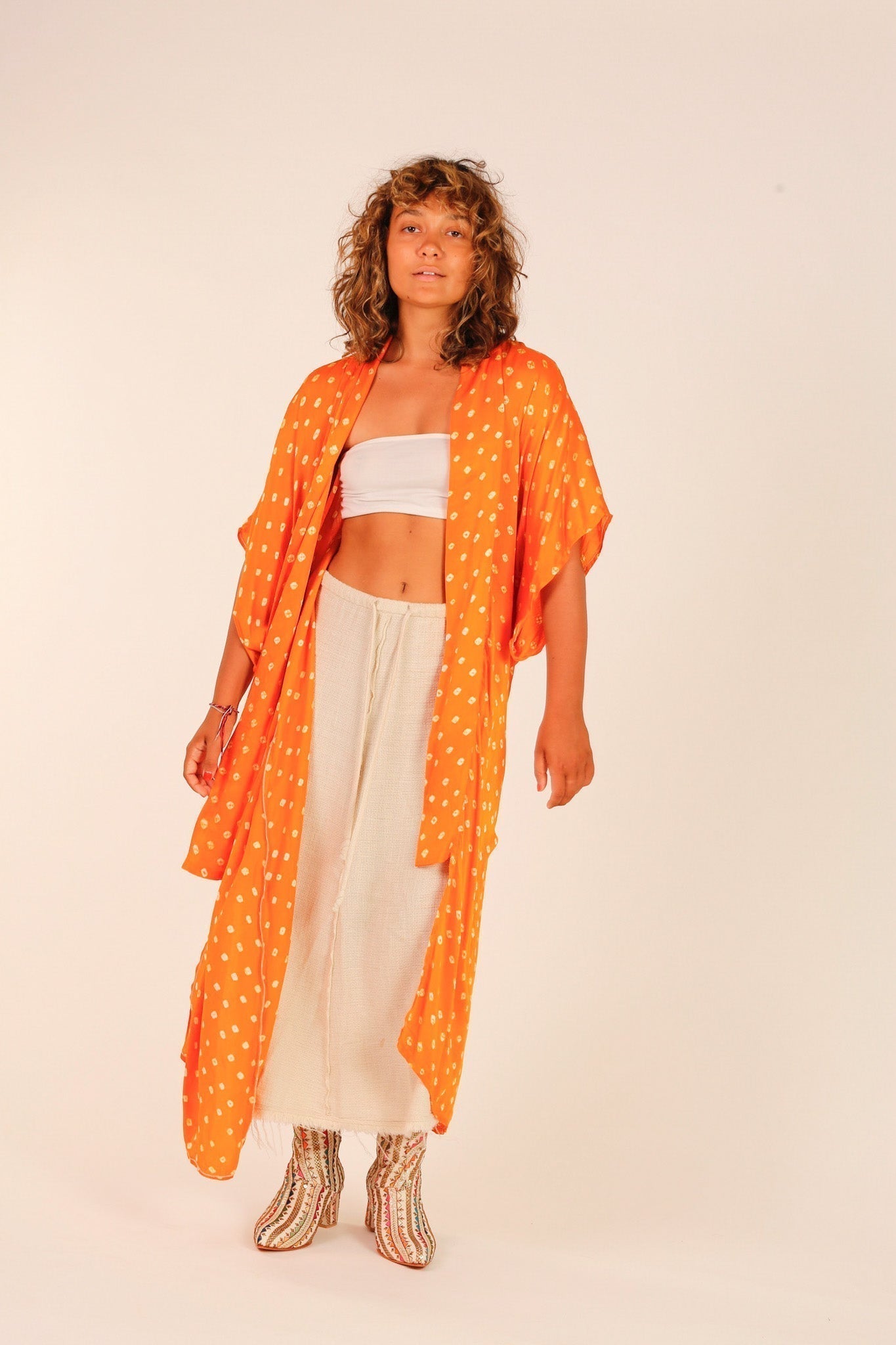 ORANGE POLKA DOT SILK KIMONO - MOMO STUDIO BERLIN - Berlin Concept Store - sustainable & ethical fashion