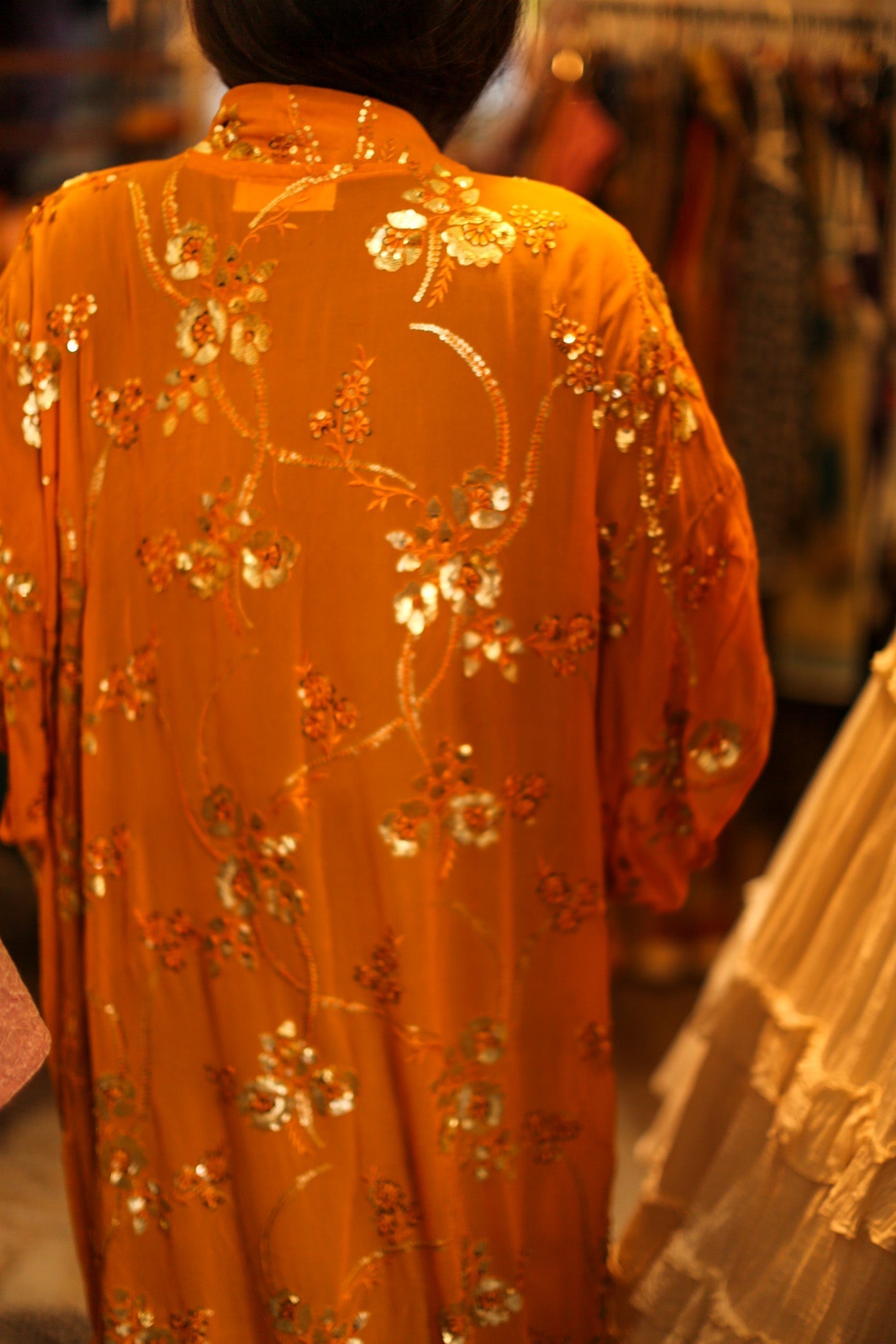 ORANGE SILK SEQUIN EMBROIDERED KIMONO ODO - MOMO STUDIO BERLIN - Berlin Concept Store - sustainable & ethical fashion