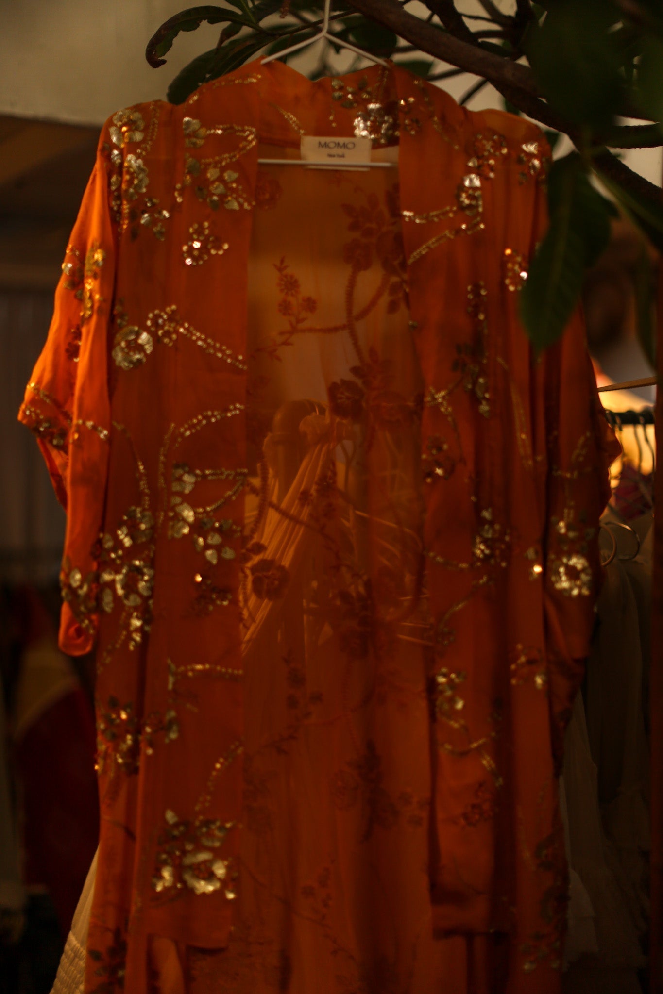 ORANGE SILK SEQUIN EMBROIDERED KIMONO ODO - MOMO STUDIO BERLIN - Berlin Concept Store - sustainable & ethical fashion