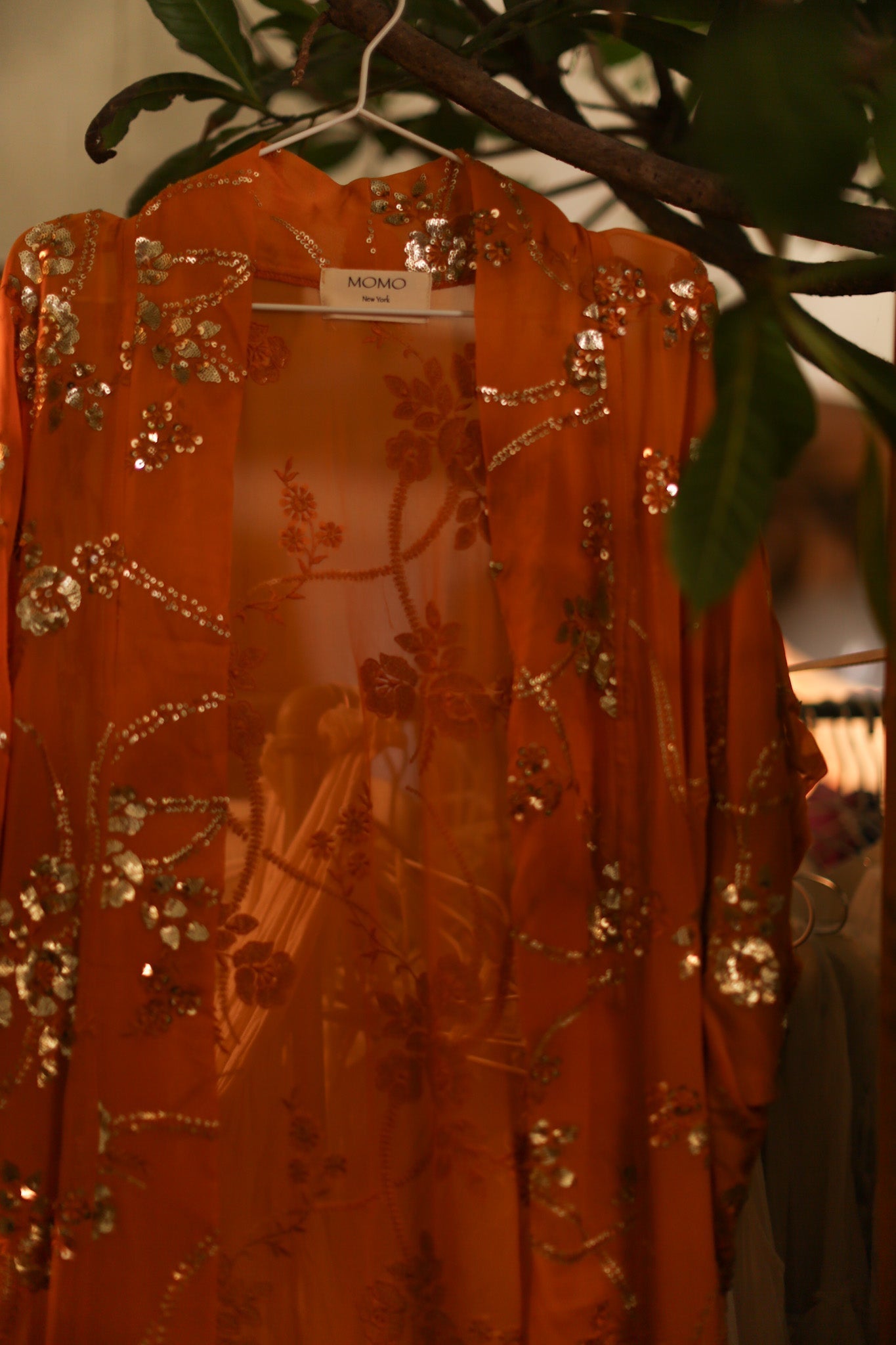 ORANGE SILK SEQUIN EMBROIDERED KIMONO ODO - MOMO STUDIO BERLIN - Berlin Concept Store - sustainable & ethical fashion