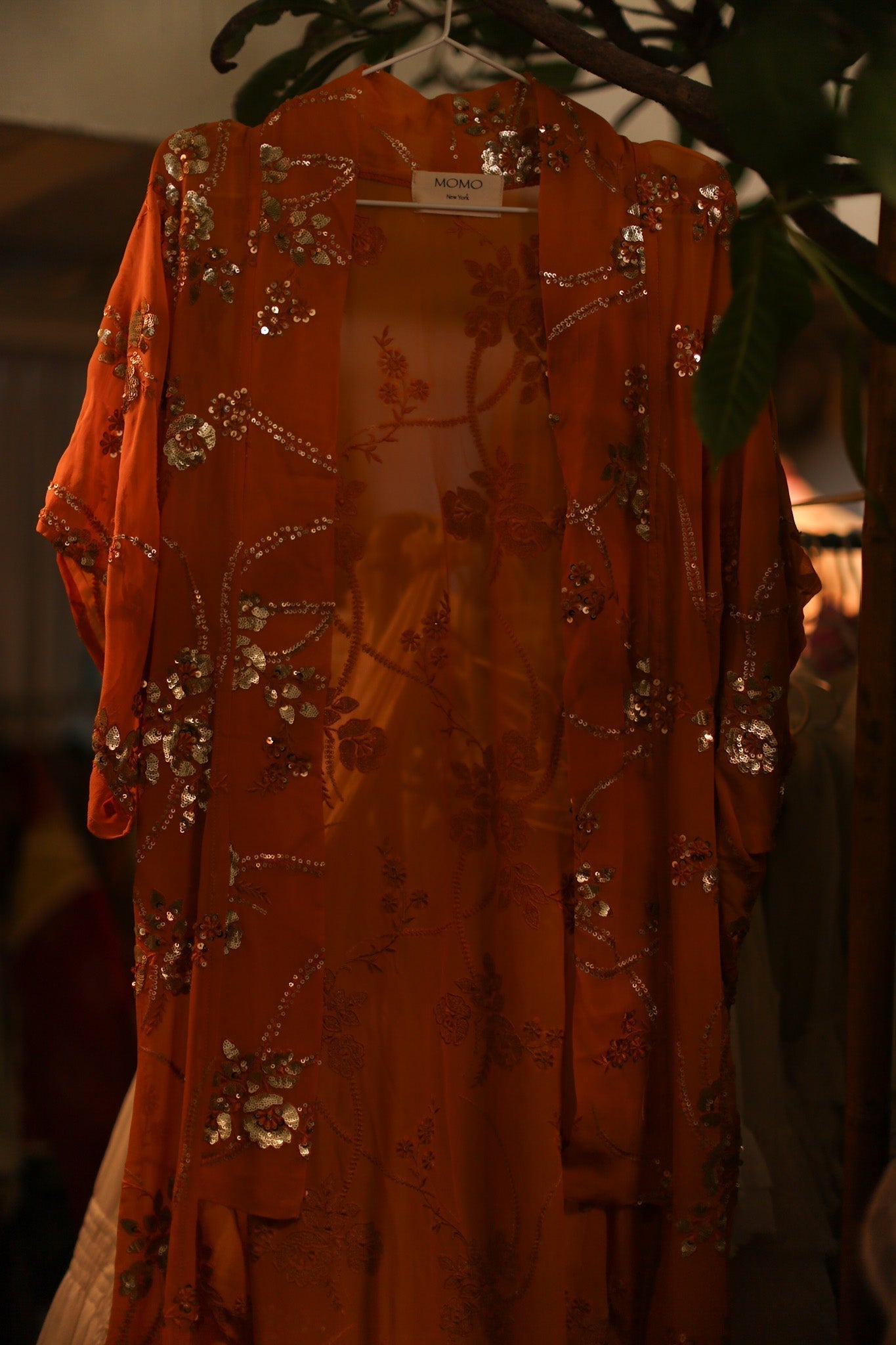 ORANGE SILK SEQUIN EMBROIDERED KIMONO ODO - MOMO STUDIO BERLIN - Berlin Concept Store - sustainable & ethical fashion