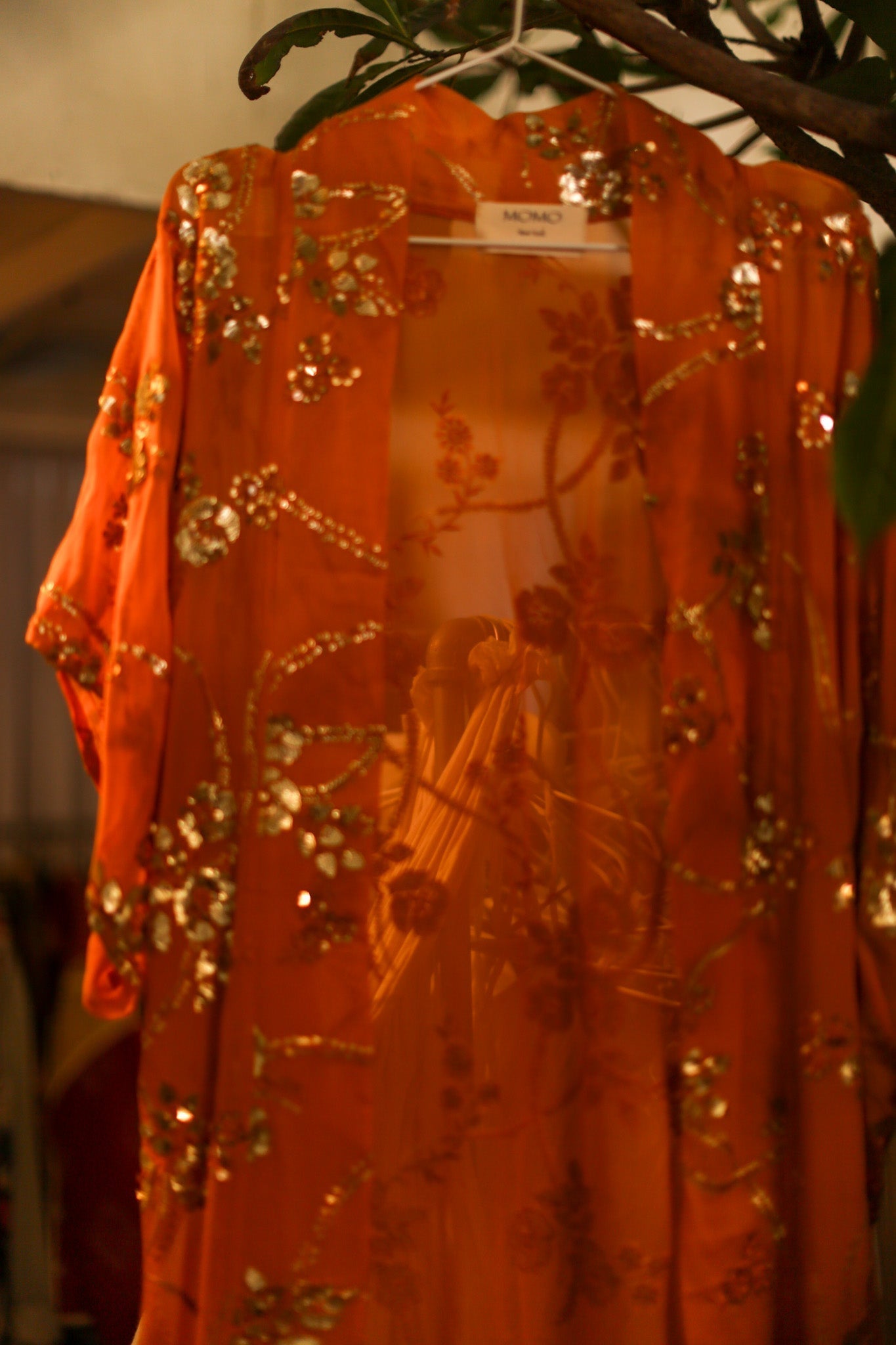 ORANGE SILK SEQUIN EMBROIDERED KIMONO ODO - MOMO STUDIO BERLIN - Berlin Concept Store - sustainable & ethical fashion