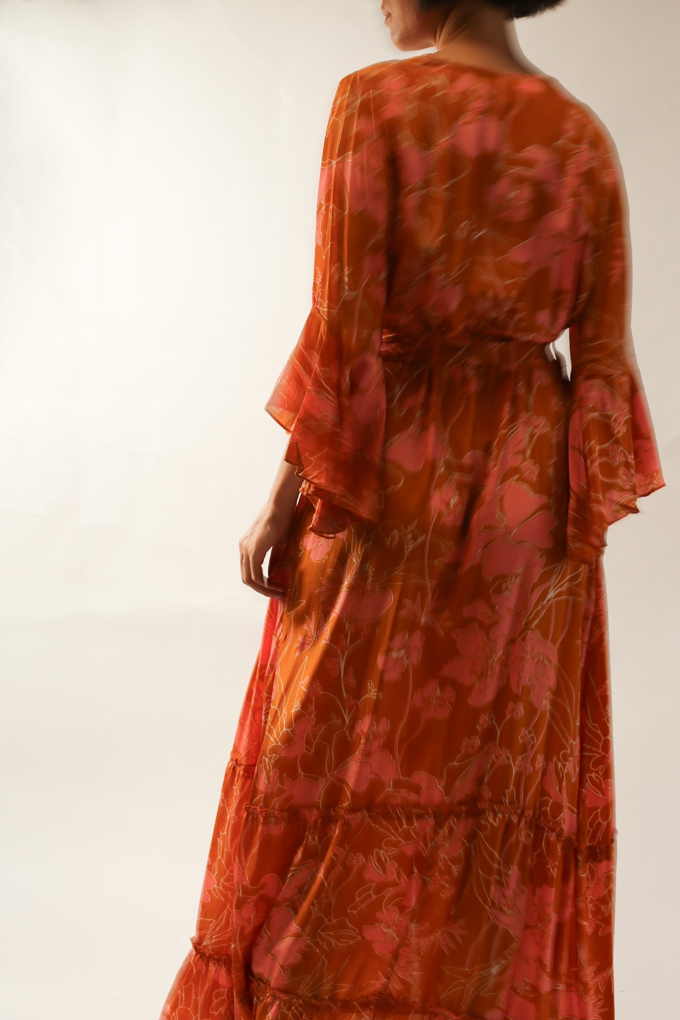 ORANGE SILK WRAP DRESS ULRIS - MOMO STUDIO BERLIN - Berlin Concept Store - sustainable & ethical fashion