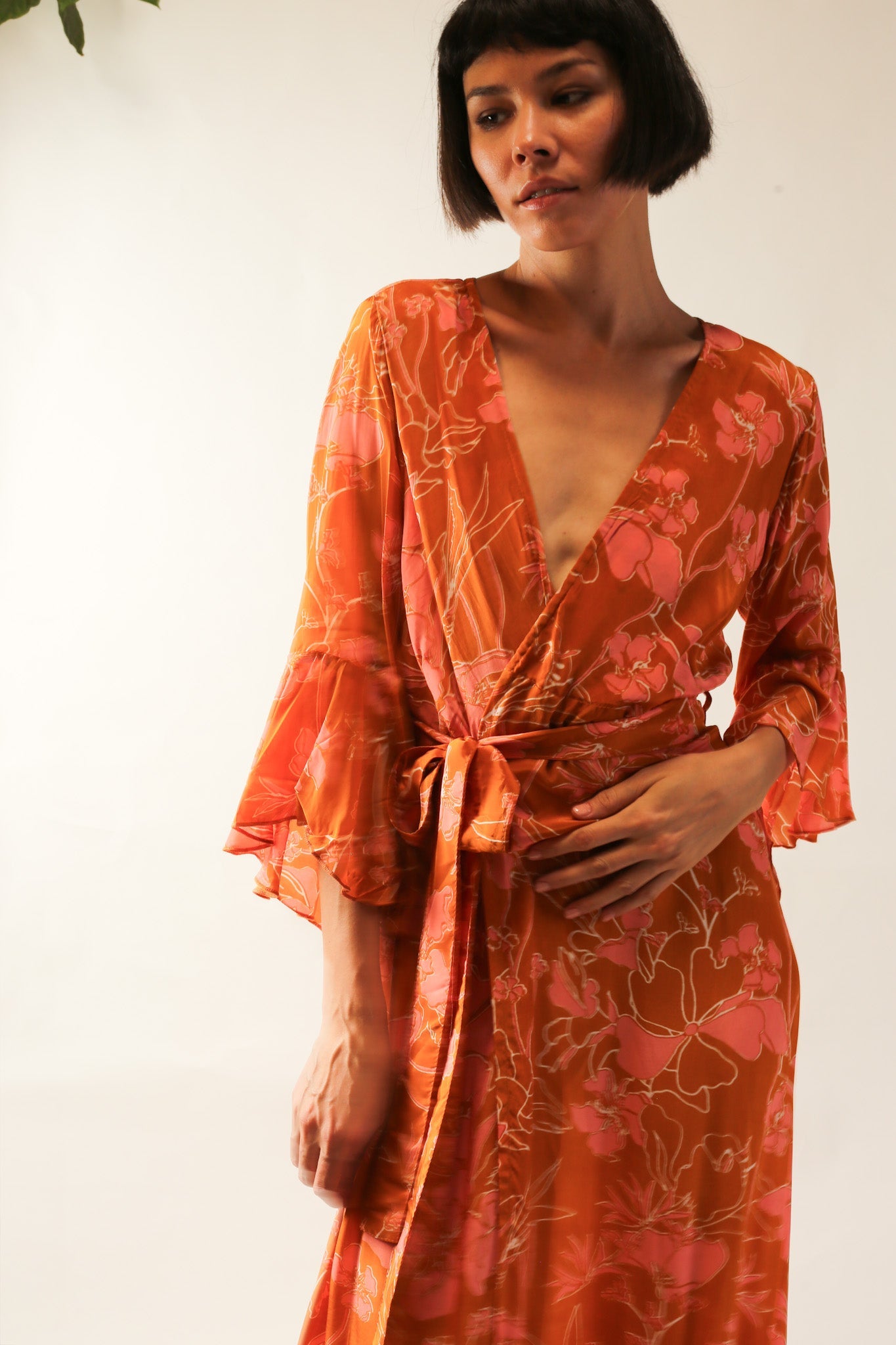 ORANGE SILK WRAP DRESS ULRIS - MOMO STUDIO BERLIN - Berlin Concept Store - sustainable & ethical fashion