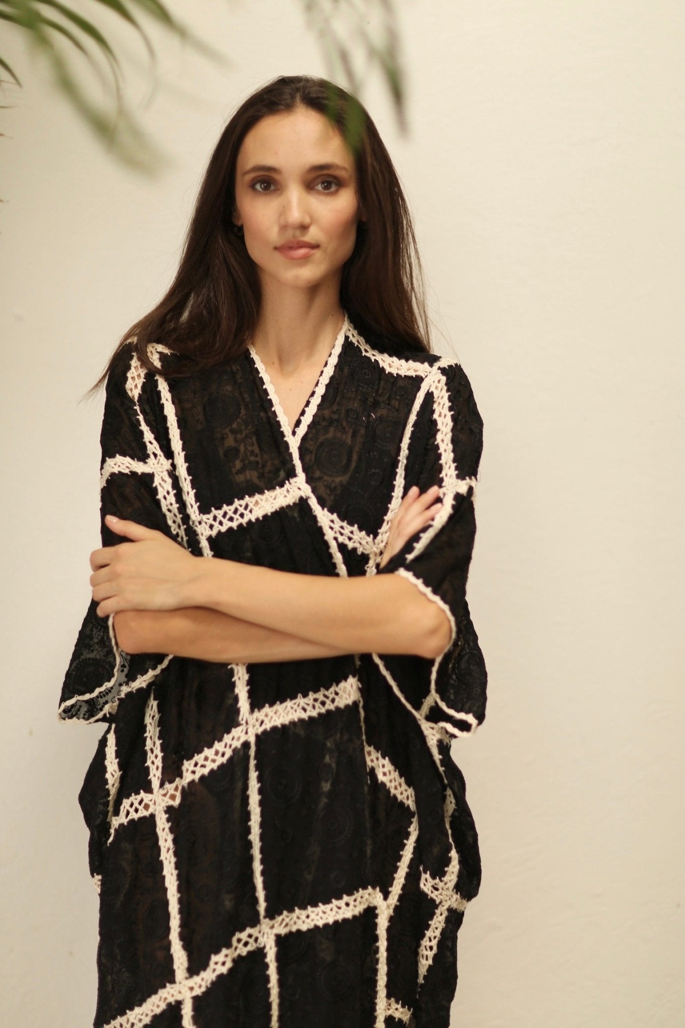 OYA BLACK KIMONO WITH CROCHET - MOMO STUDIO BERLIN - Berlin Concept Store - sustainable & ethical fashion