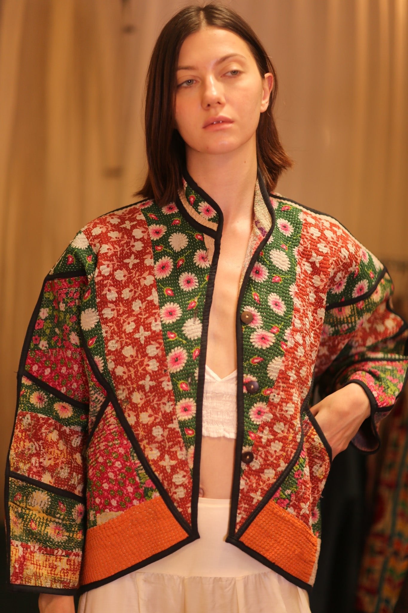 PATCHWORK PATTERN KANTHA JACKET FLOWER GARDEN - MOMO STUDIO BERLIN - Berlin Concept Store - sustainable & ethical fashion
