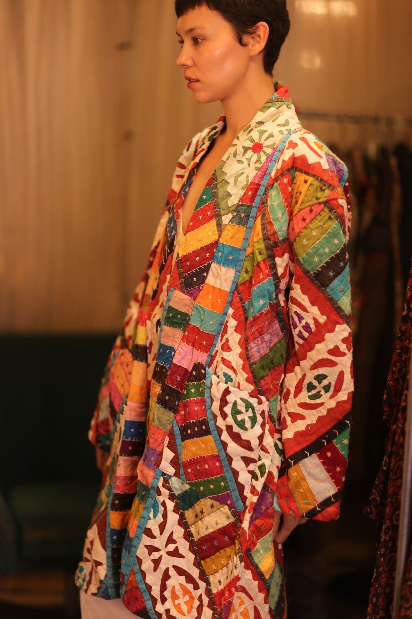 PATCHWORK PATTERN KANTHA LONG KIMONO RAINBOW - MOMO STUDIO BERLIN - Berlin Concept Store - sustainable & ethical fashion
