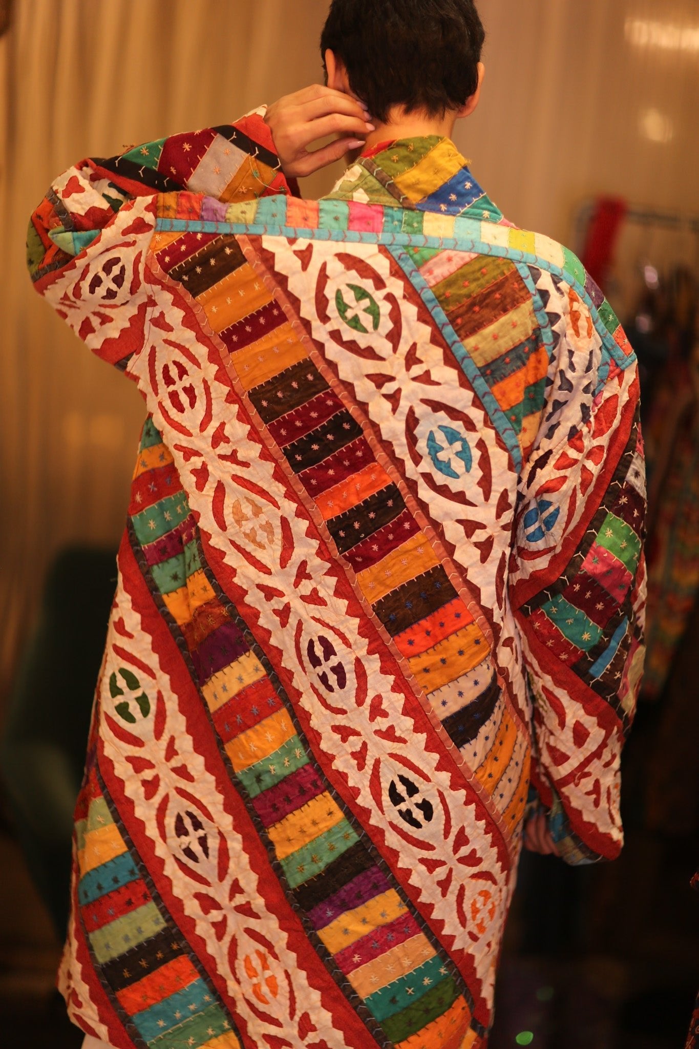 PATCHWORK PATTERN KANTHA LONG KIMONO RAINBOW - MOMO STUDIO BERLIN - Berlin Concept Store - sustainable & ethical fashion