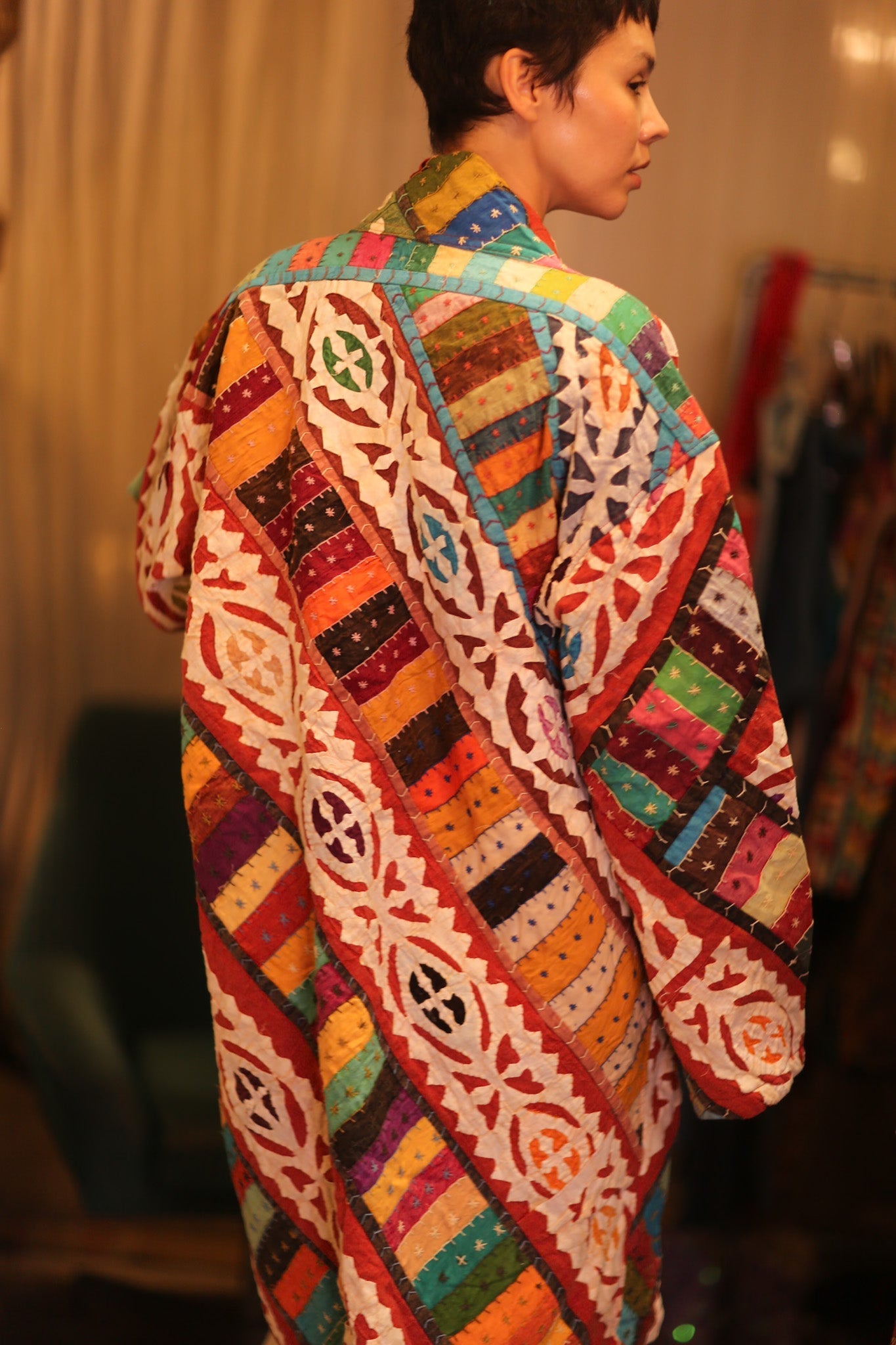 PATCHWORK PATTERN KANTHA LONG KIMONO RAINBOW - MOMO STUDIO BERLIN - Berlin Concept Store - sustainable & ethical fashion