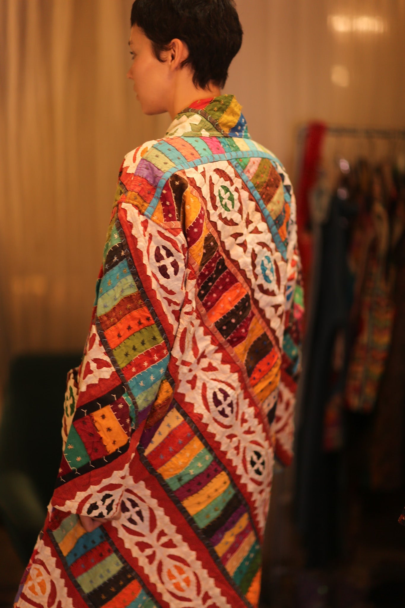 PATCHWORK PATTERN KANTHA LONG KIMONO RAINBOW - MOMO STUDIO BERLIN - Berlin Concept Store - sustainable & ethical fashion