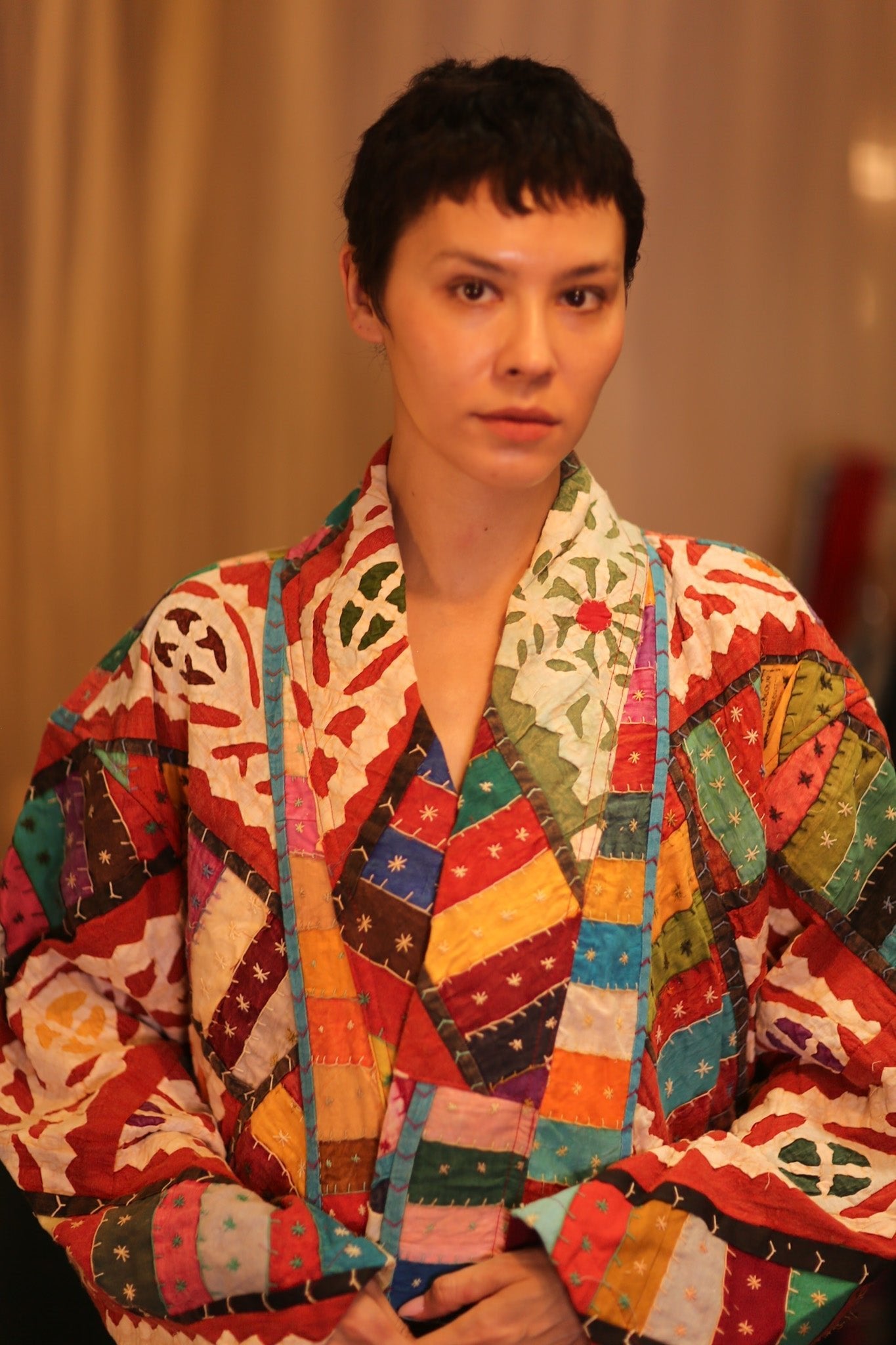 PATCHWORK PATTERN KANTHA LONG KIMONO RAINBOW - MOMO STUDIO BERLIN - Berlin Concept Store - sustainable & ethical fashion