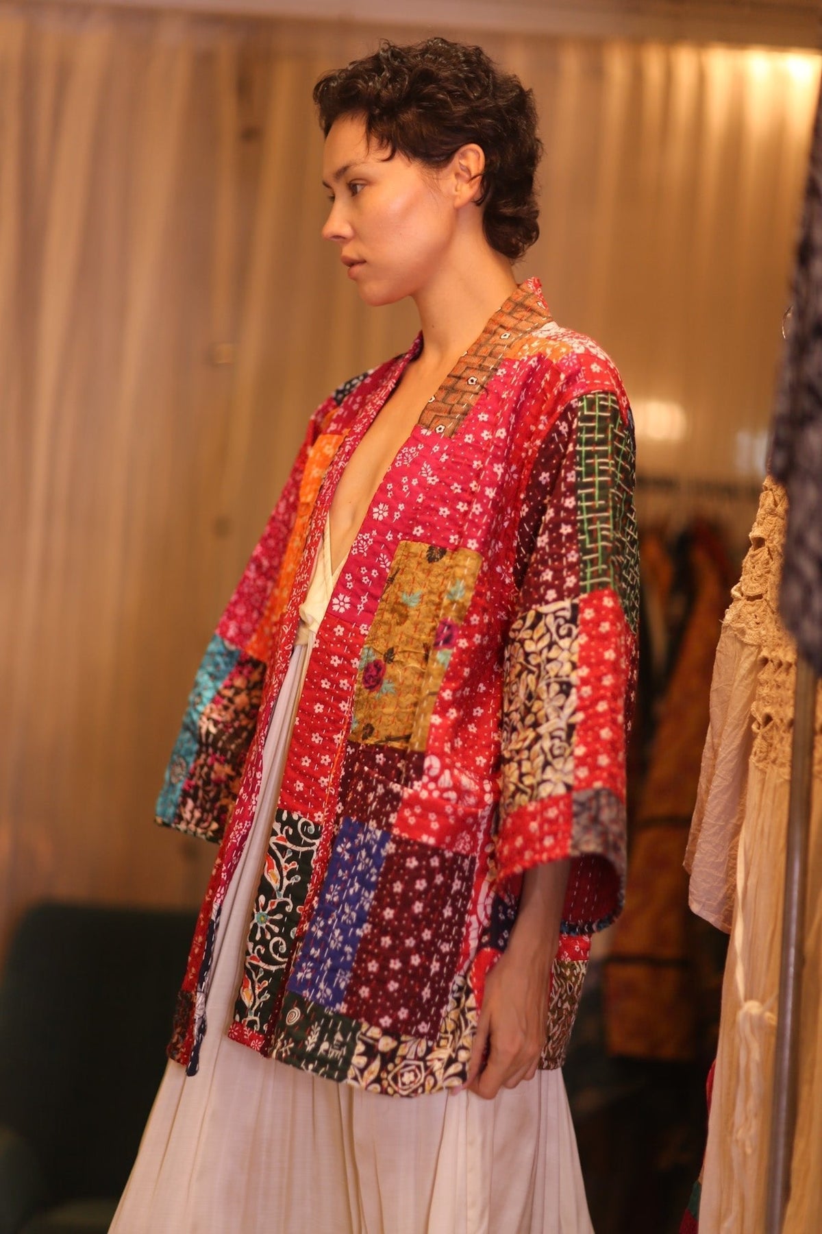 PATCHWORK PATTERN KANTHA SHORT KIMONO DARHAN - MOMO STUDIO BERLIN - Berlin Concept Store - sustainable & ethical fashion