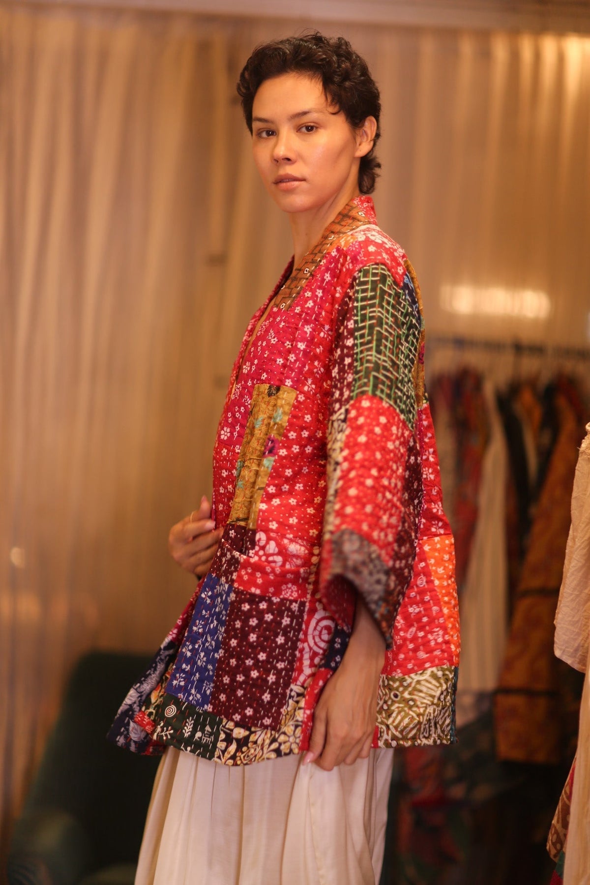 PATCHWORK PATTERN KANTHA SHORT KIMONO DARHAN - MOMO STUDIO BERLIN - Berlin Concept Store - sustainable & ethical fashion