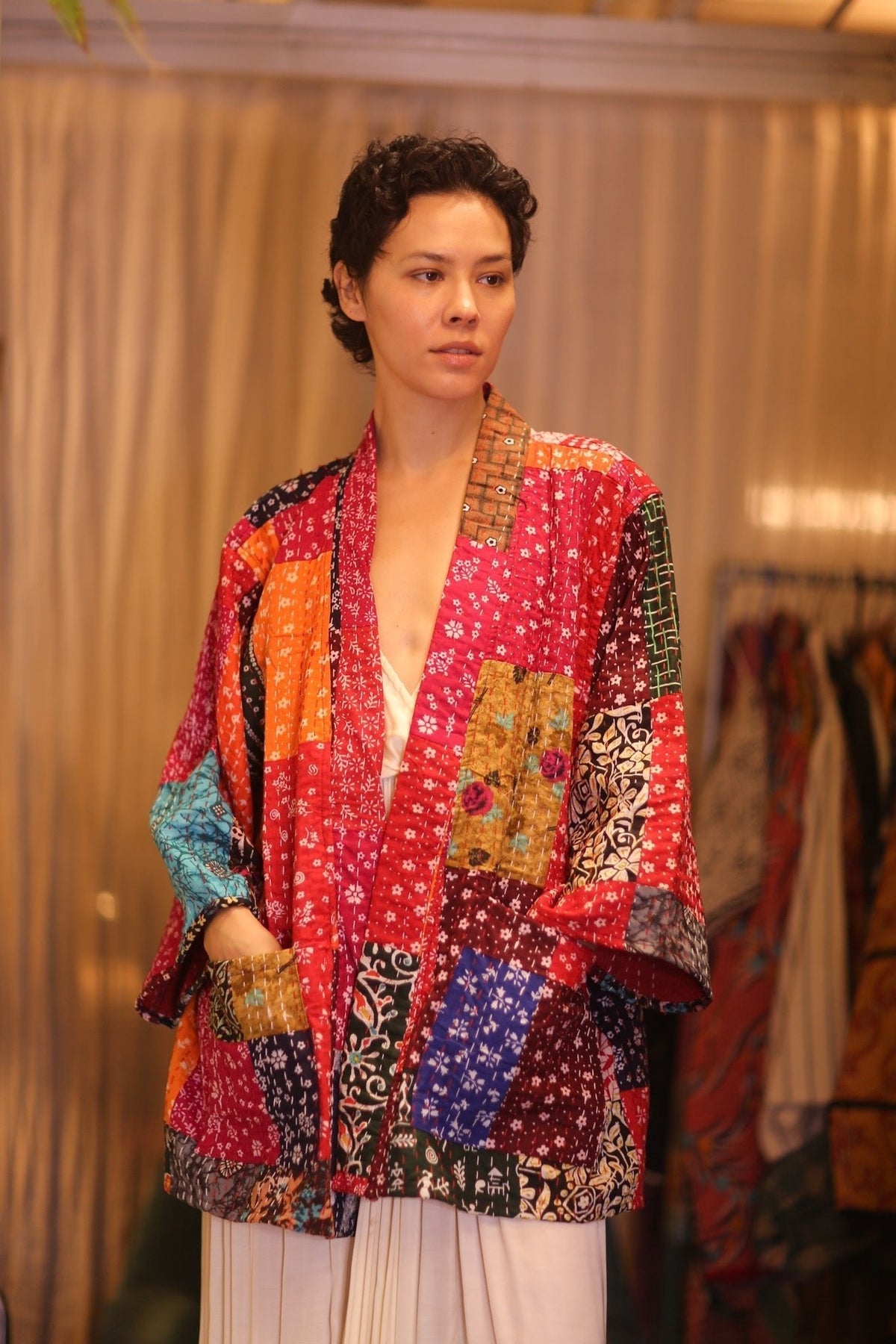 PATCHWORK PATTERN KANTHA SHORT KIMONO DARHAN - MOMO STUDIO BERLIN - Berlin Concept Store - sustainable & ethical fashion
