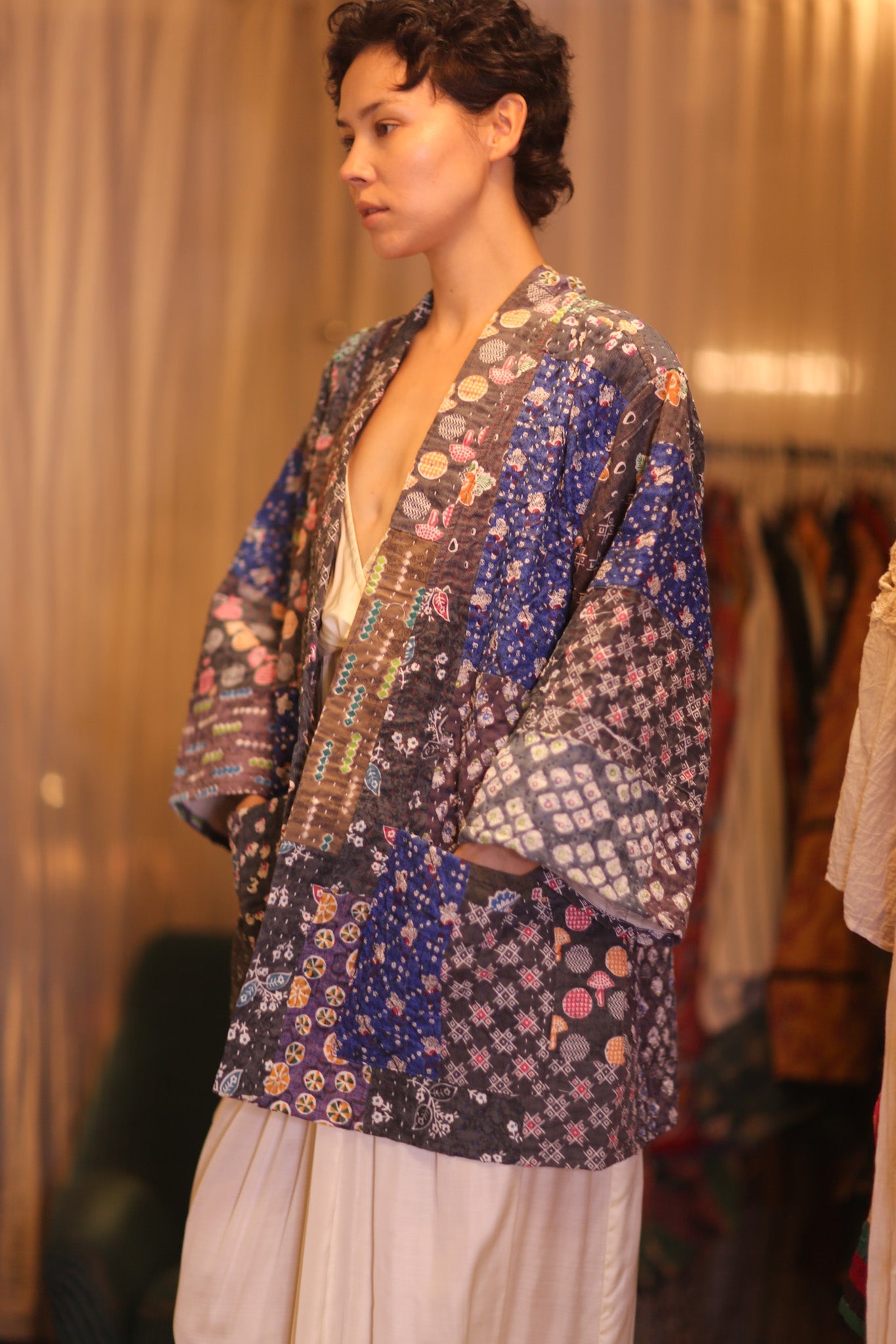 PATCHWORK PATTERN KANTHA SHORT KIMONO NAYVI - MOMO STUDIO BERLIN - Berlin Concept Store - sustainable & ethical fashion