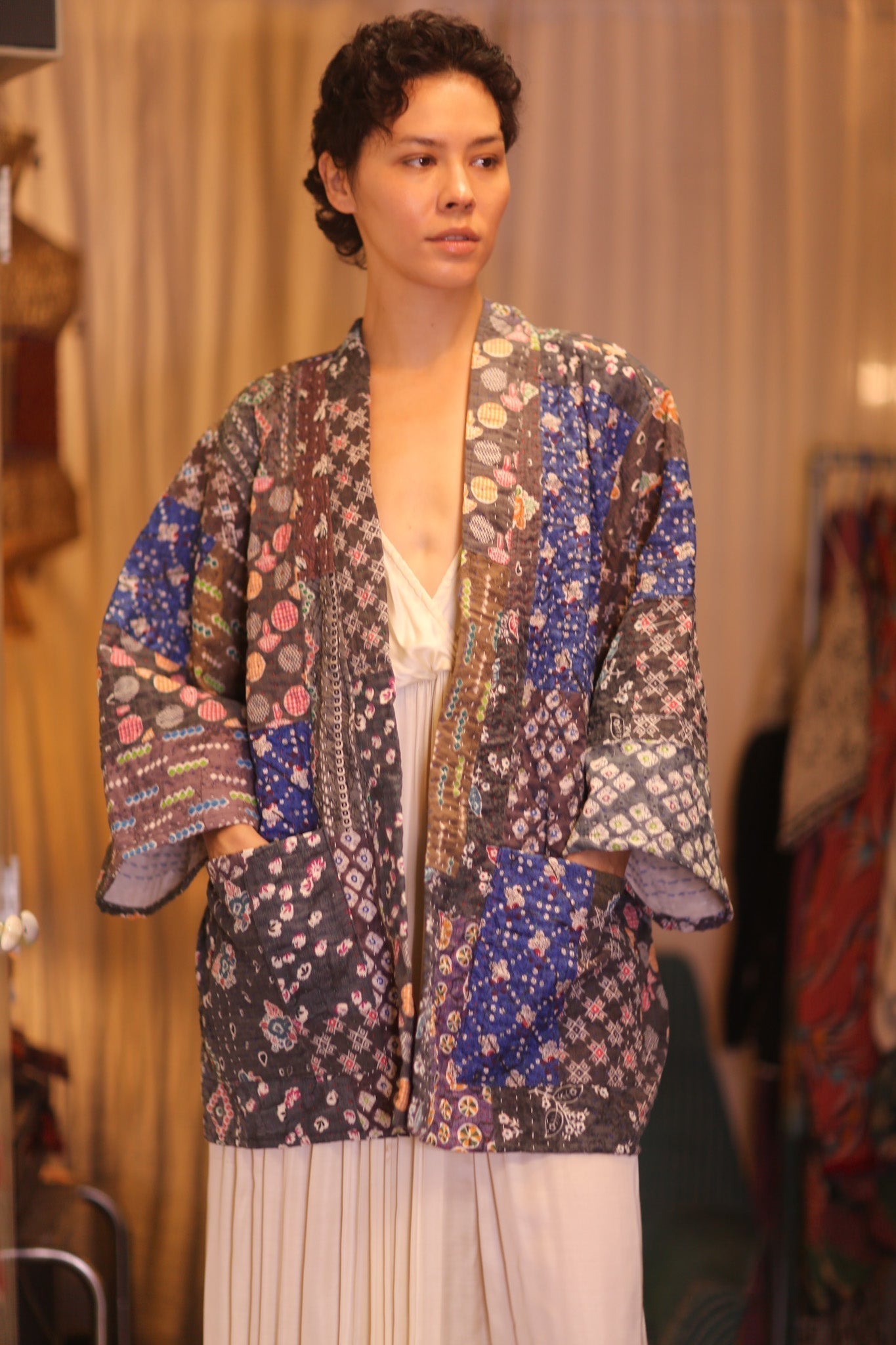 PATCHWORK PATTERN KANTHA SHORT KIMONO NAYVI - MOMO STUDIO BERLIN - Berlin Concept Store - sustainable & ethical fashion