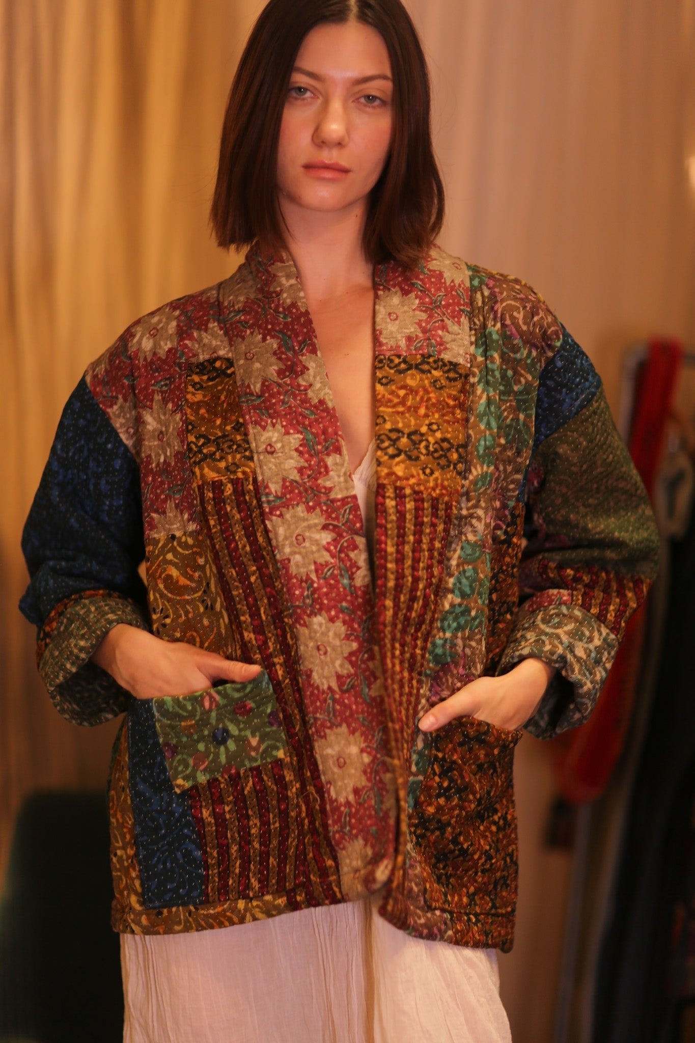 PATCHWORK PATTERN KANTHA SHORT KIMONO SAUNGOU - MOMO STUDIO BERLIN - Berlin Concept Store - sustainable & ethical fashion