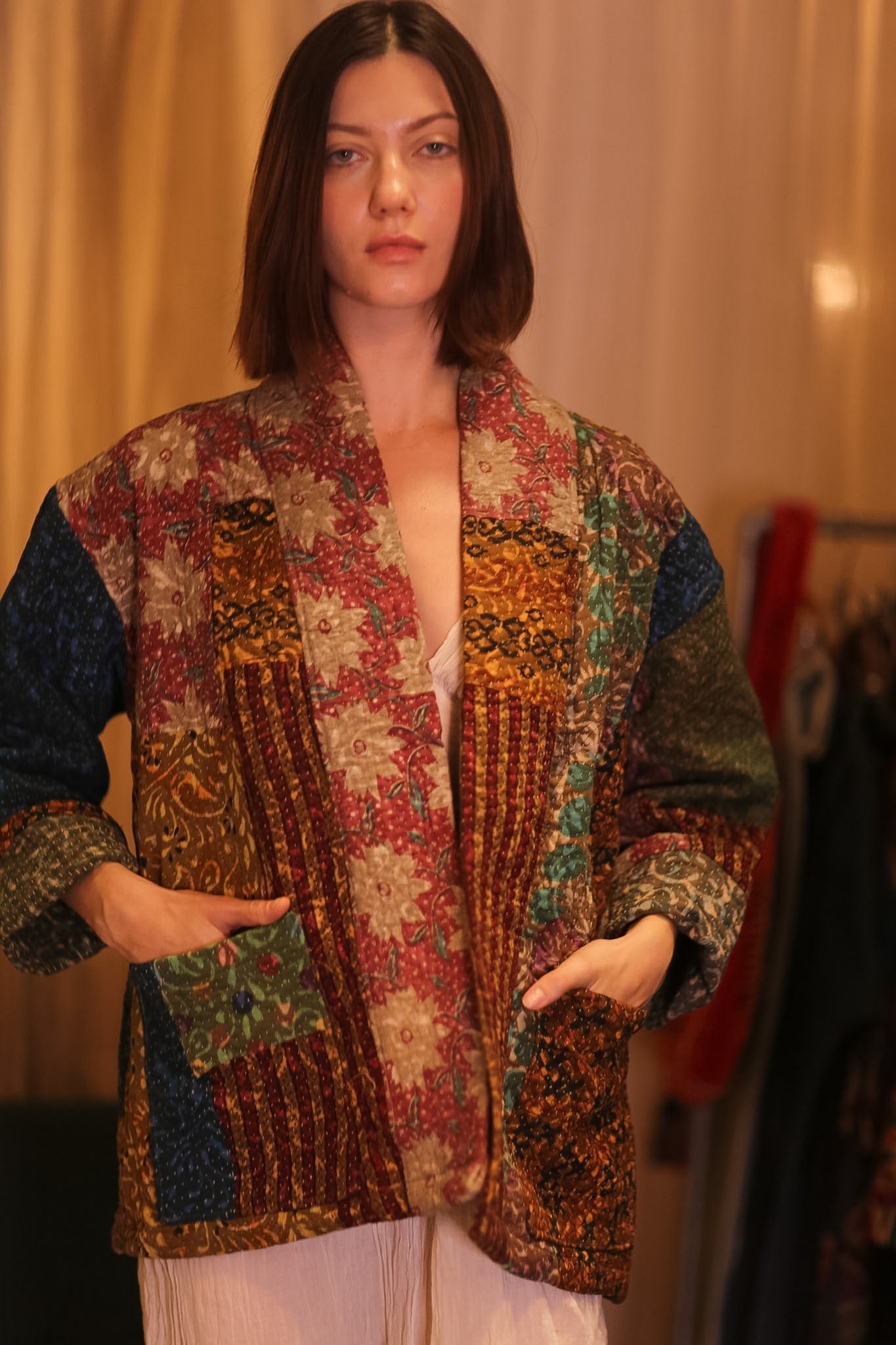 PATCHWORK PATTERN KANTHA SHORT KIMONO SAUNGOU - MOMO STUDIO BERLIN - Berlin Concept Store - sustainable & ethical fashion