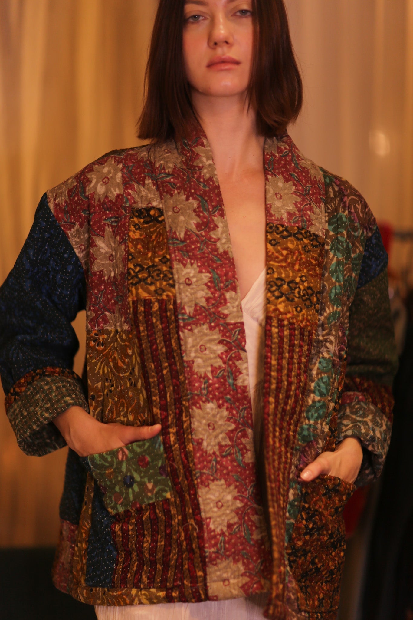 PATCHWORK PATTERN KANTHA SHORT KIMONO SAUNGOU - MOMO STUDIO BERLIN - Berlin Concept Store - sustainable & ethical fashion